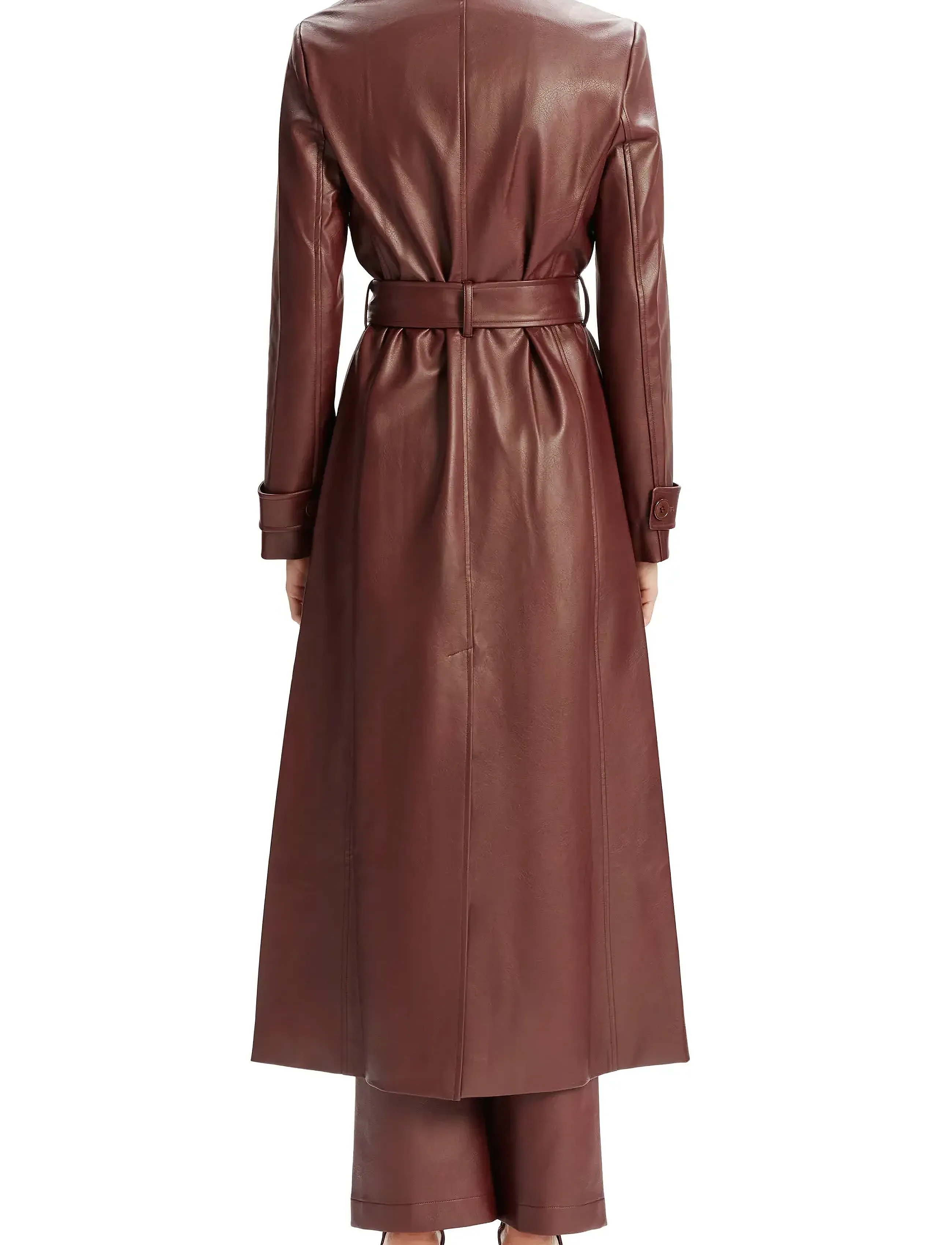 Bardot - VEGAN LEATHER LONGLINE COAT - overtøj - burgundy - 4