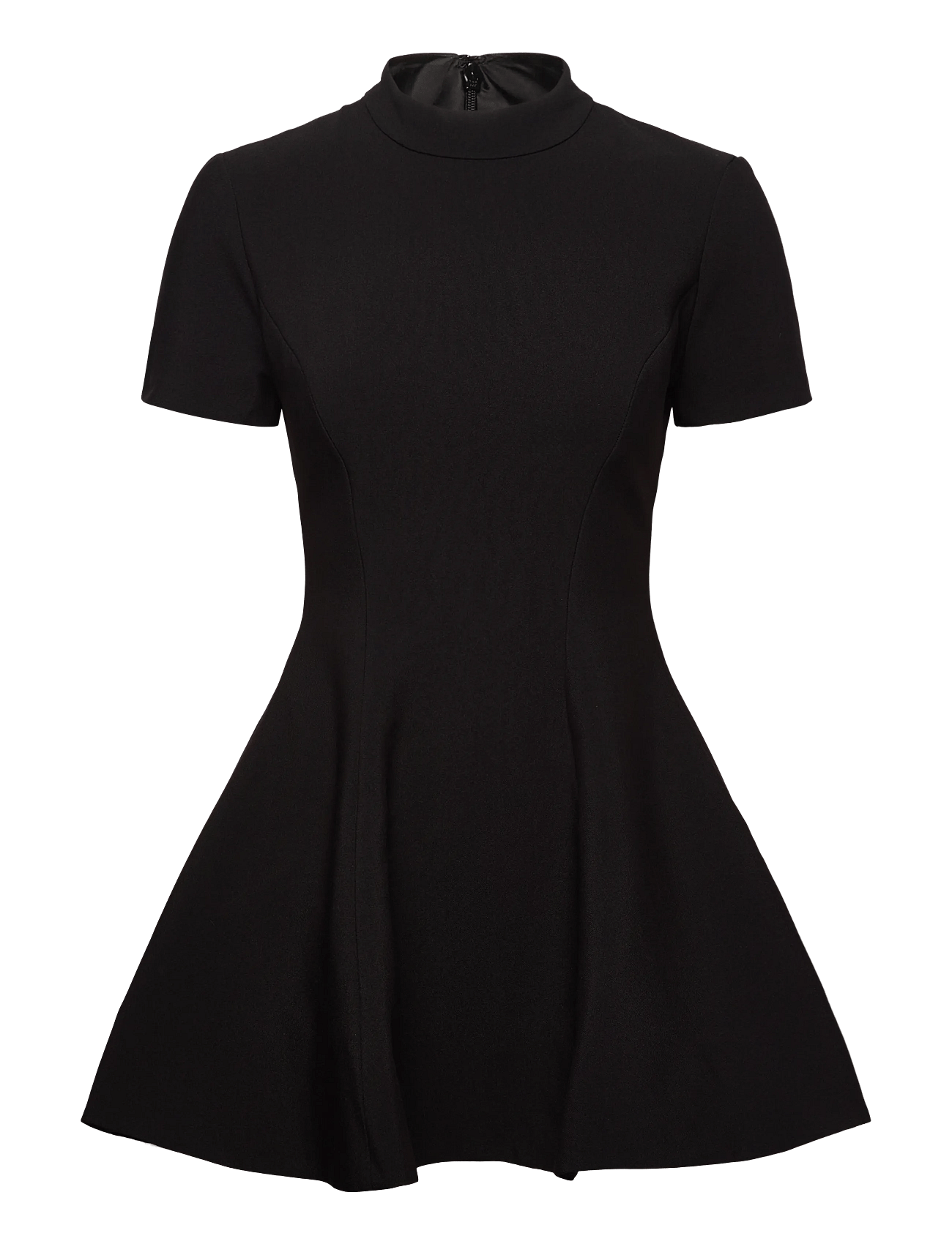 bardot zephyra collar mini dress Bardot Zephyra short sleeve high neck fit and flare full skirted mini dress in soft blue