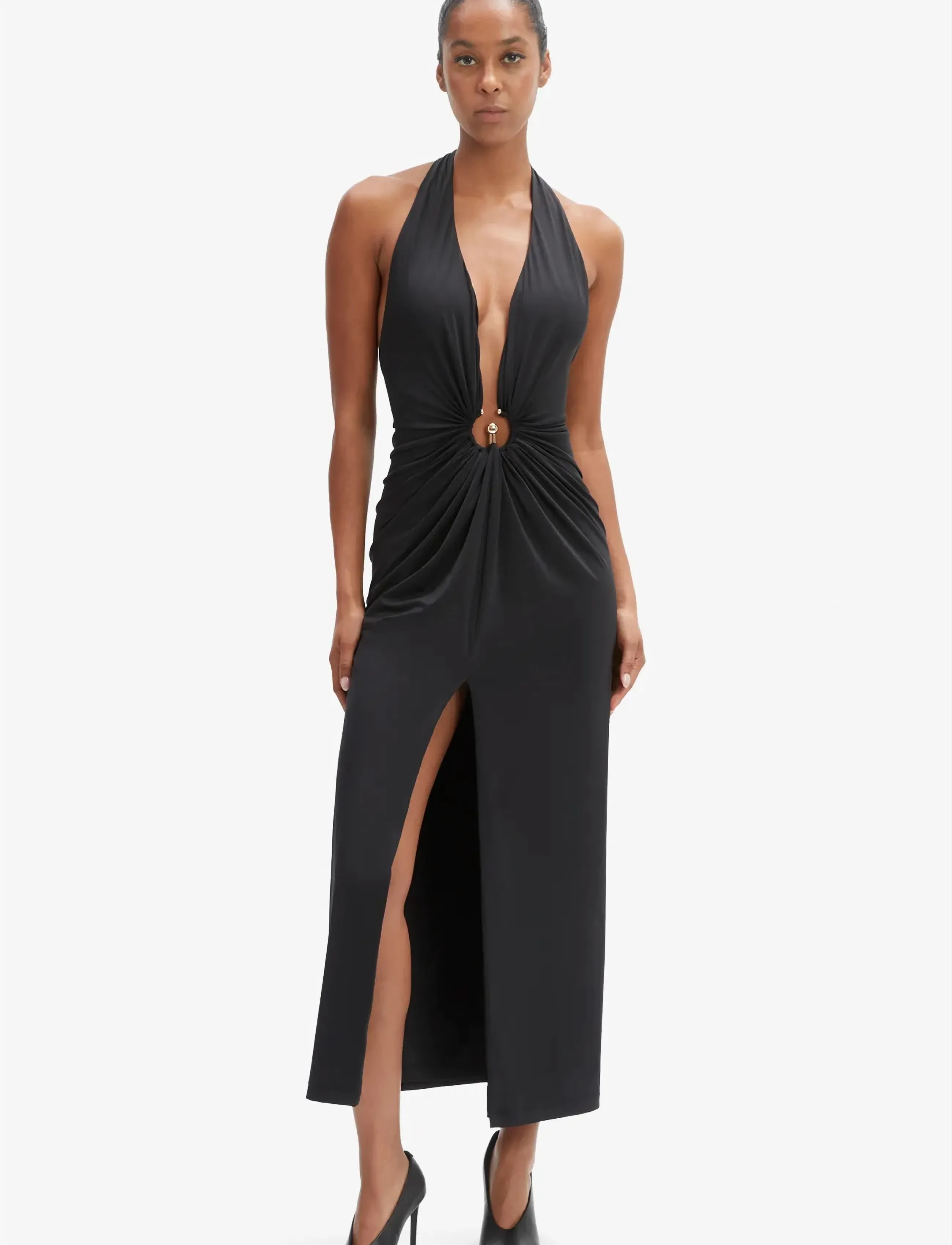 Bardot - ALMA PLUNGING MIDI DRESS - maxikleider - black - 3