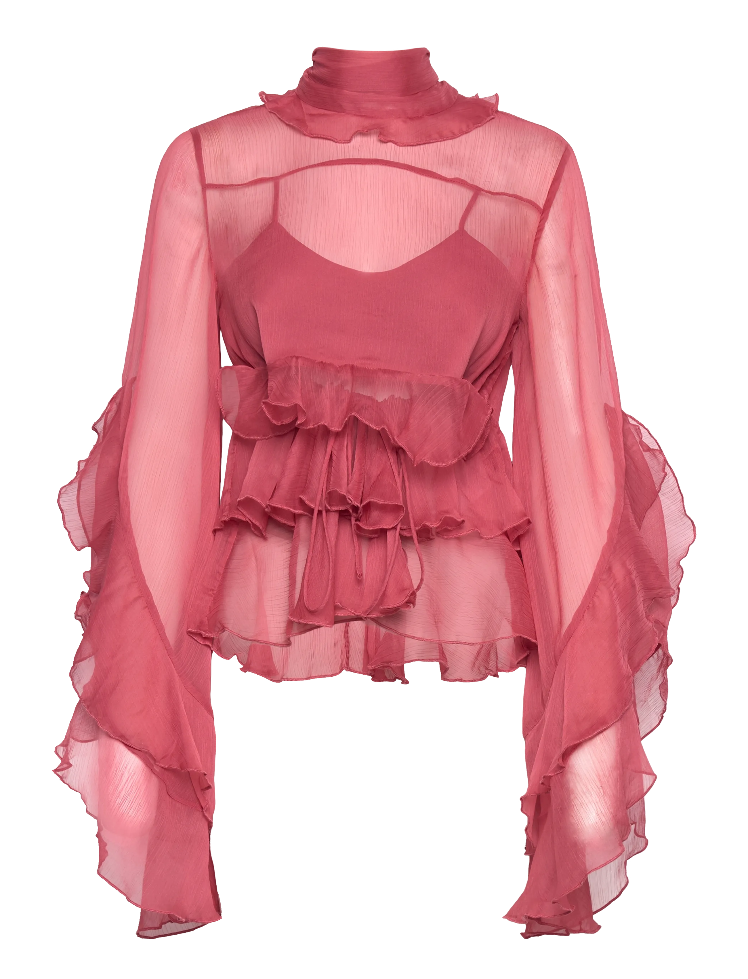 BARDOT Anyssa Ruffle Bluse Pink - 42 - Damen