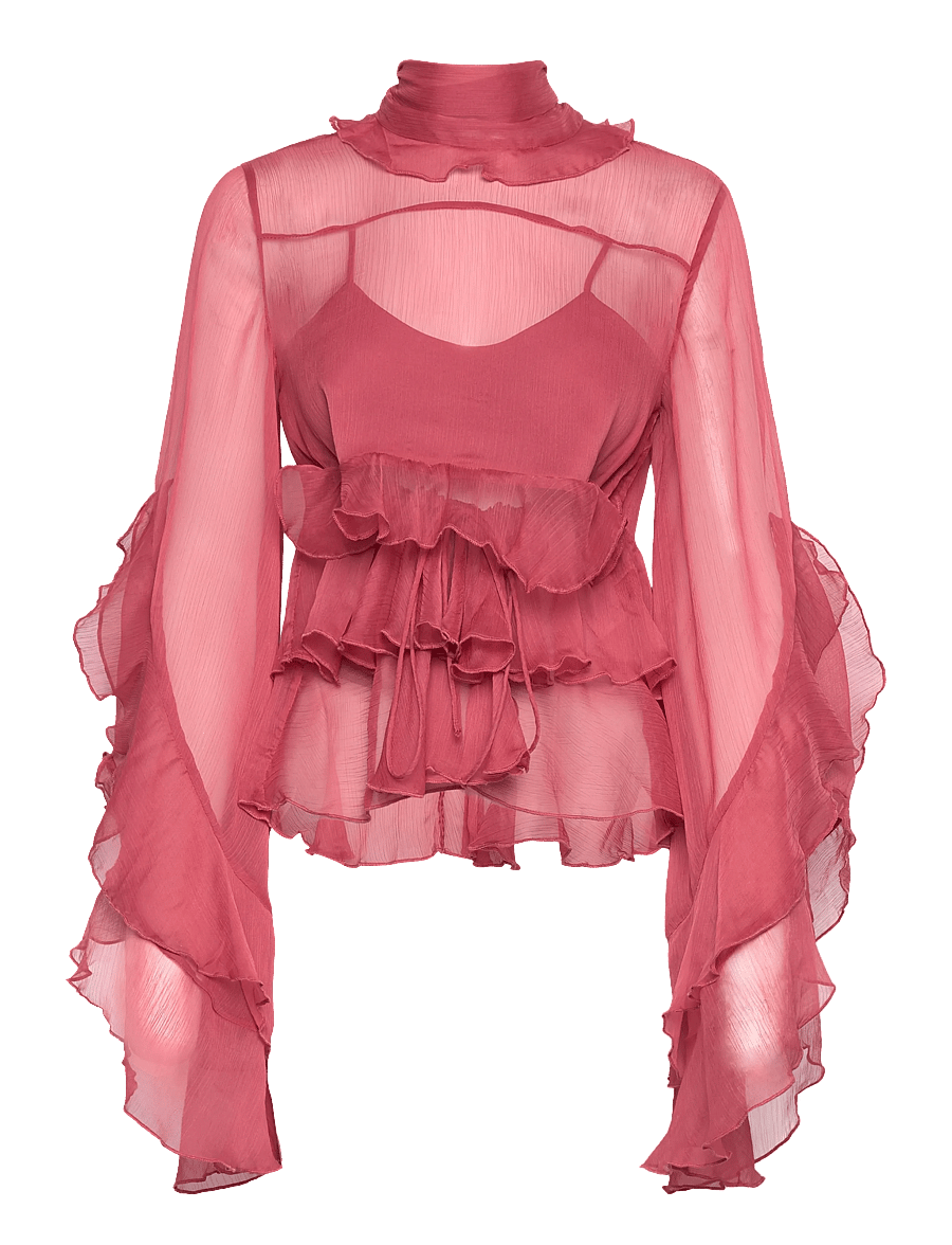 Bardot - ANYSSA RUFFLE BLOUSE - long sleeved blouses - rose - 1