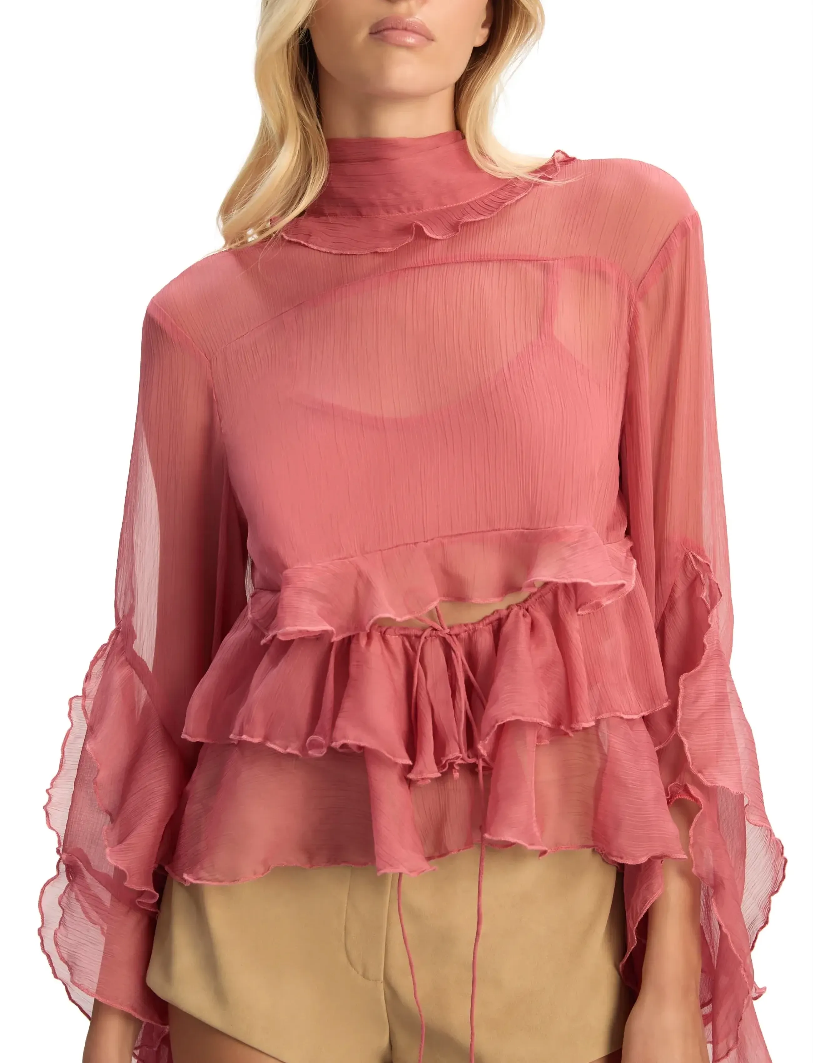 Bardot Anyssa Ruffle Blouse, 34, Pink, Bluser > Langærmede, Dame