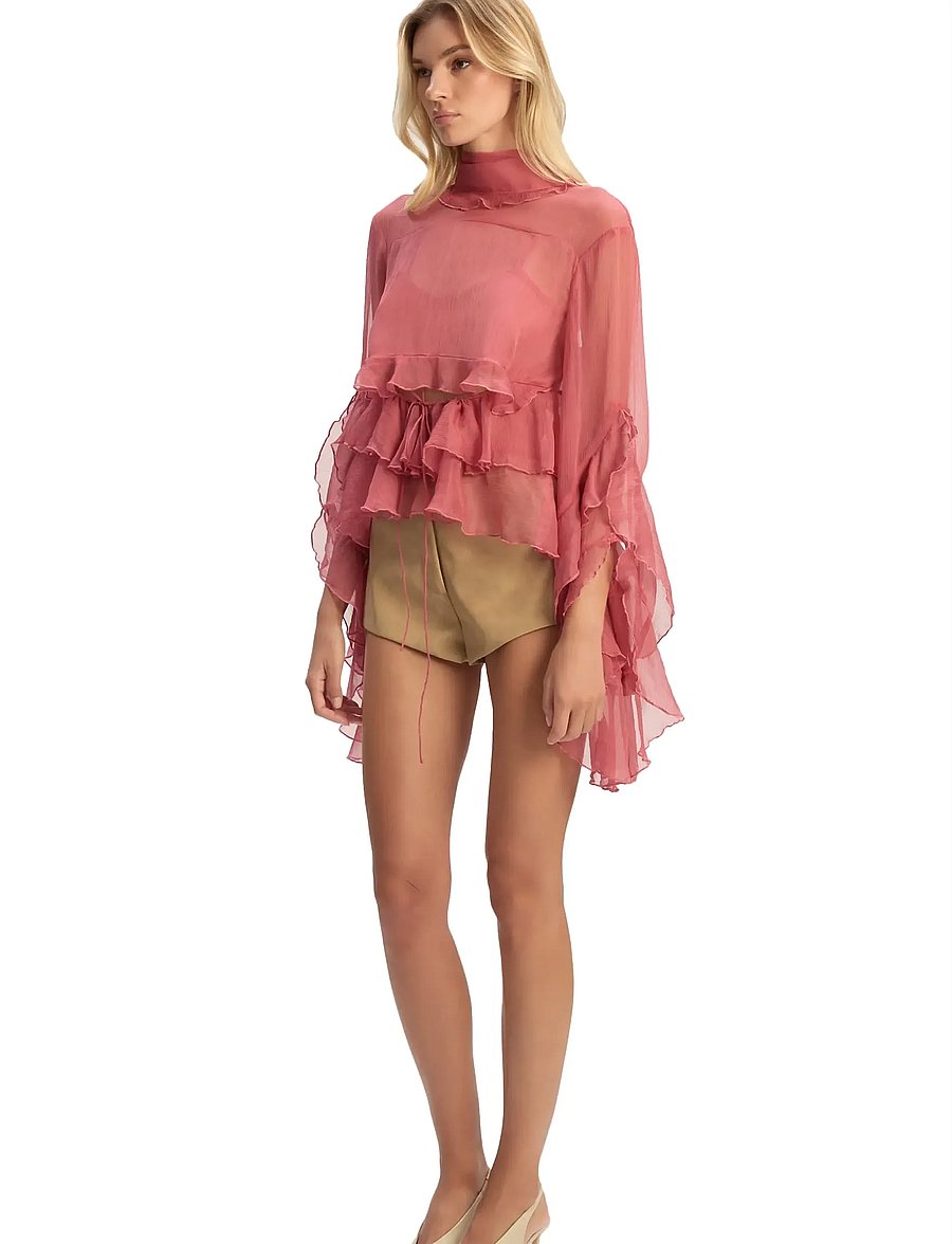 Bardot - ANYSSA RUFFLE BLOUSE - long sleeved blouses - rose - 3