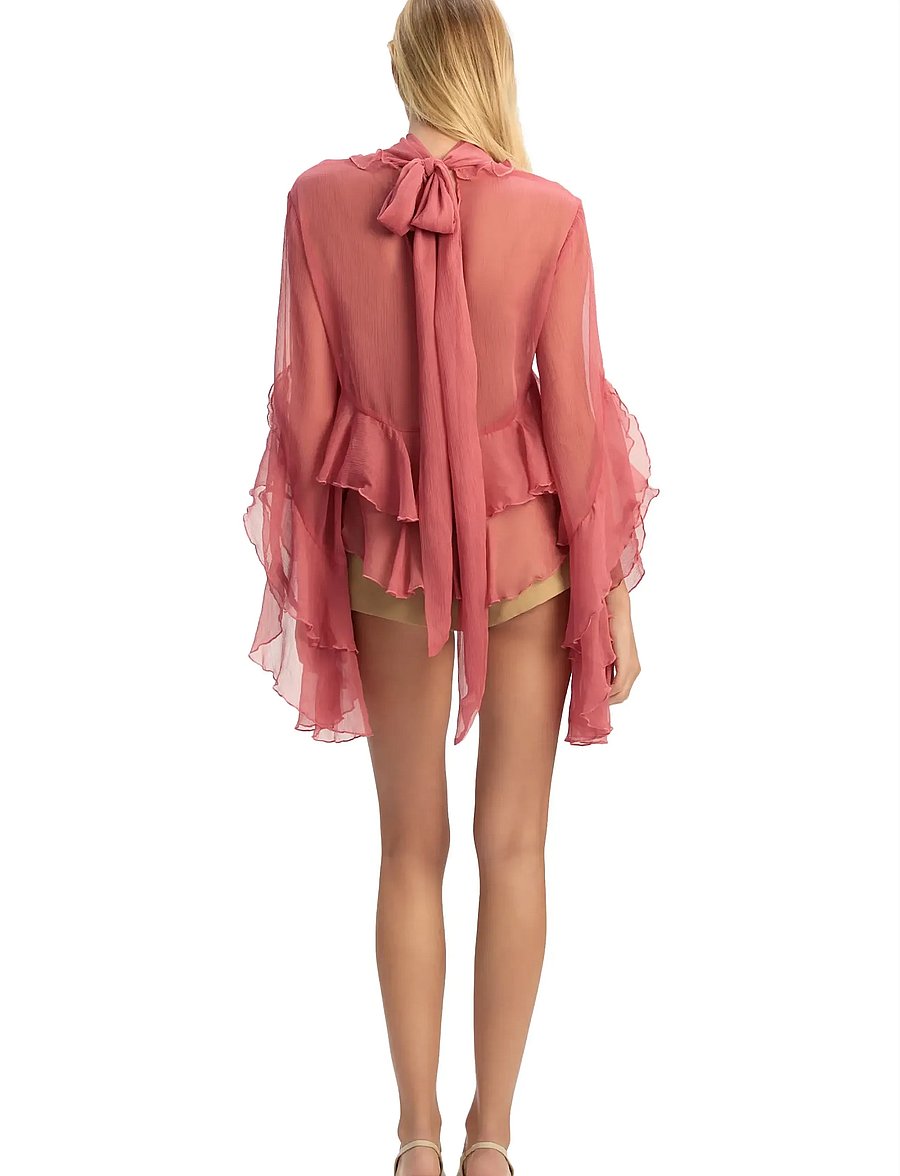 Bardot - ANYSSA RUFFLE BLOUSE - long sleeved blouses - rose - 4