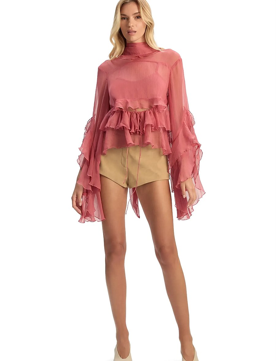 Bardot - ANYSSA RUFFLE BLOUSE - long sleeved blouses - rose - 5