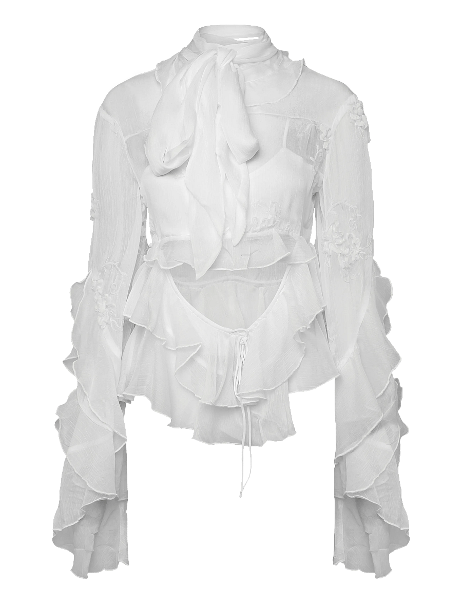 Bardot - ANYSSA RUFFLE BLOUSE - long sleeved blouses - ivory - 1