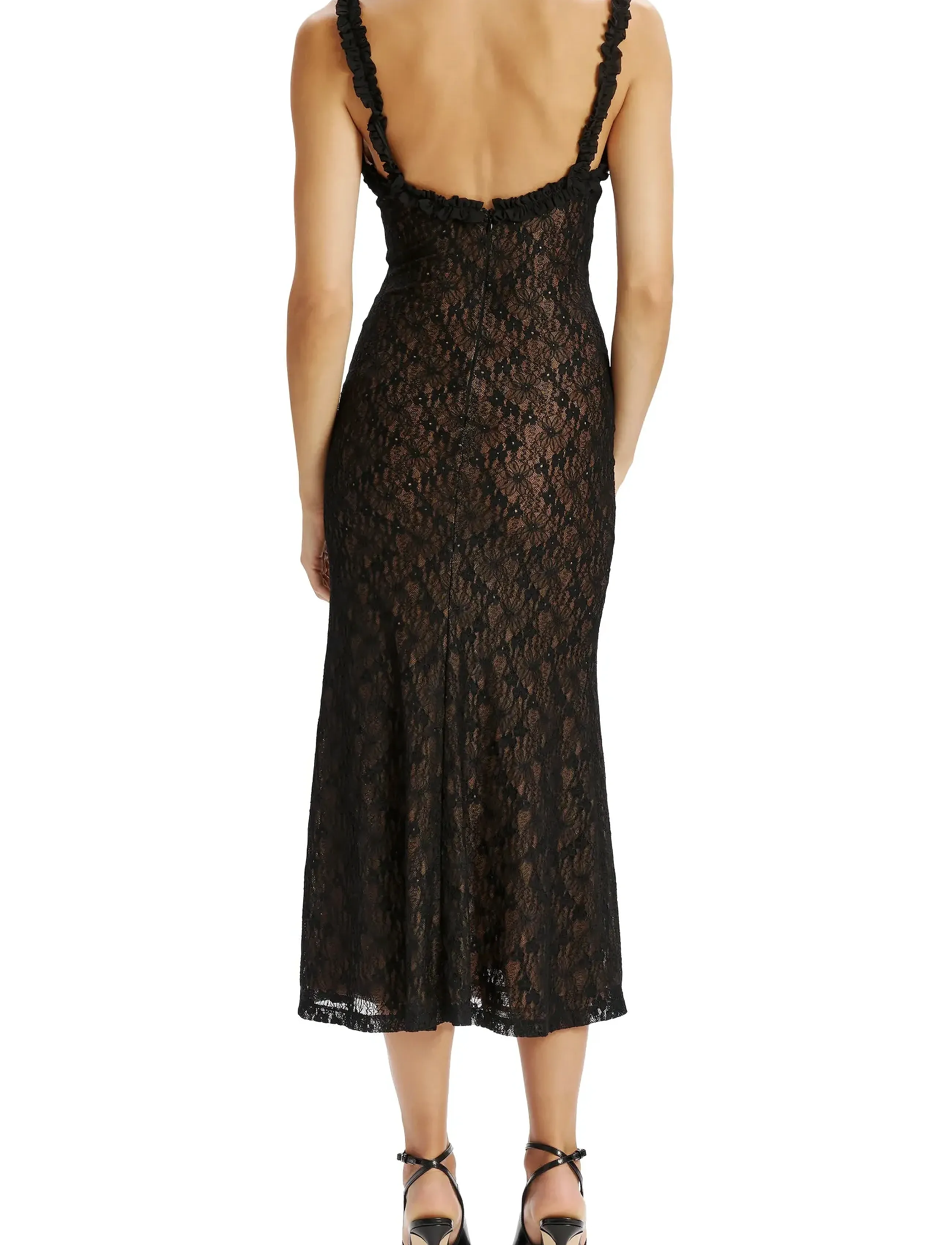 Bardot - ALEGRA STRETCH LACE MIDI DRESS - spetsklänningar - black - 2