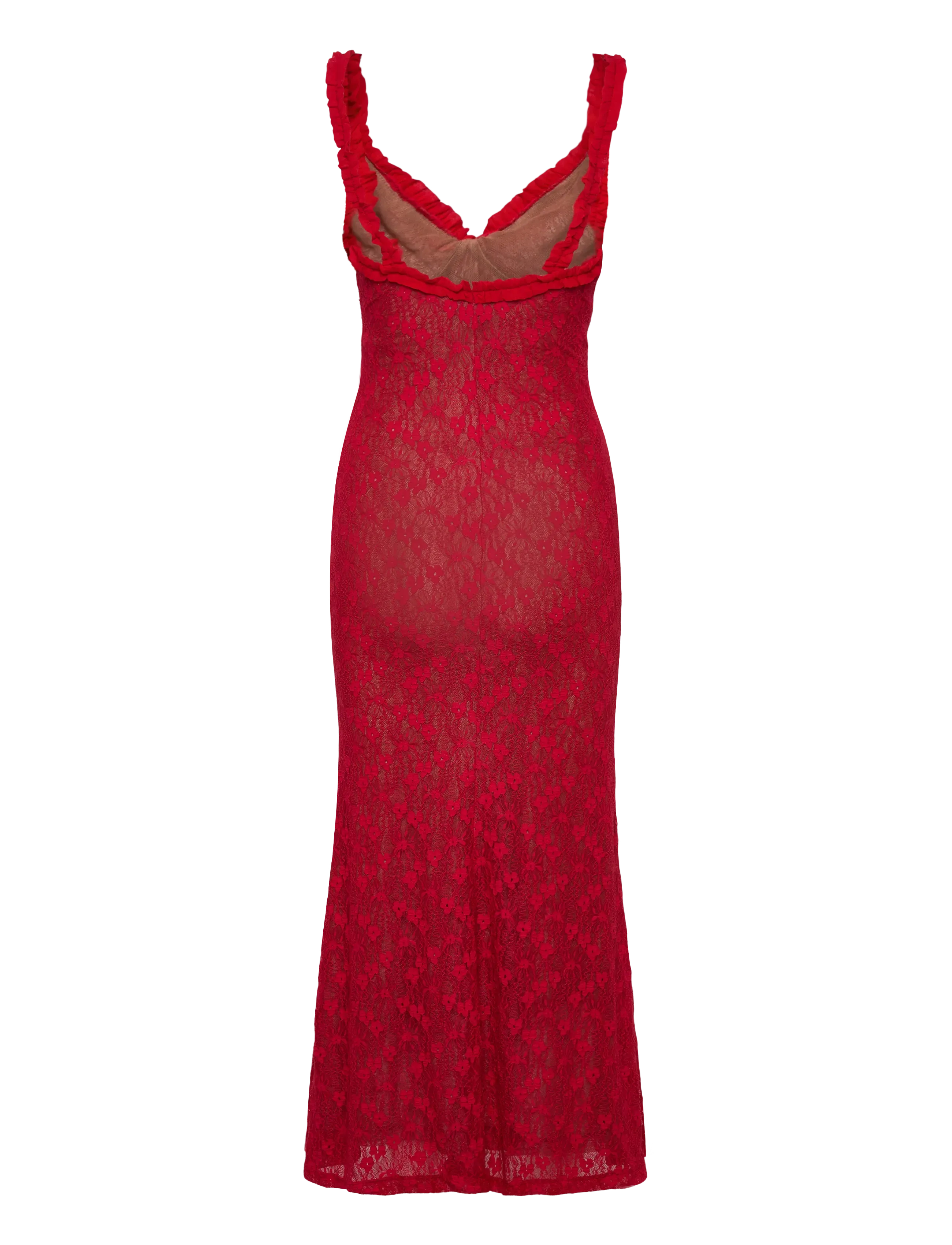Bardot - ALEGRA STRETCH LACE MIDI DRESS - lace dresses - fire red - 2
