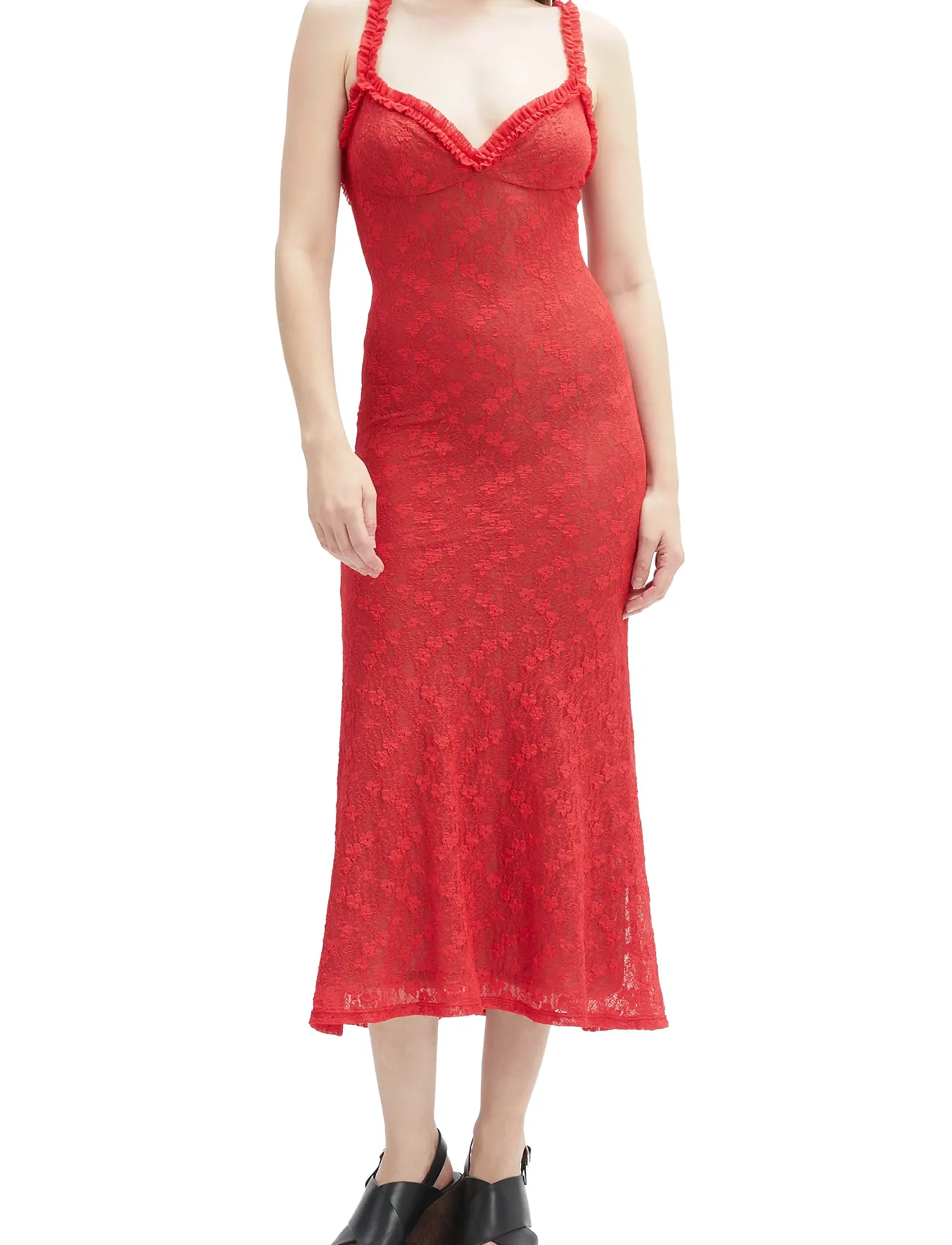 Bardot ALEGRA STRETCH LACE MIDI DRESS - Kjoler - FIRE RED / red