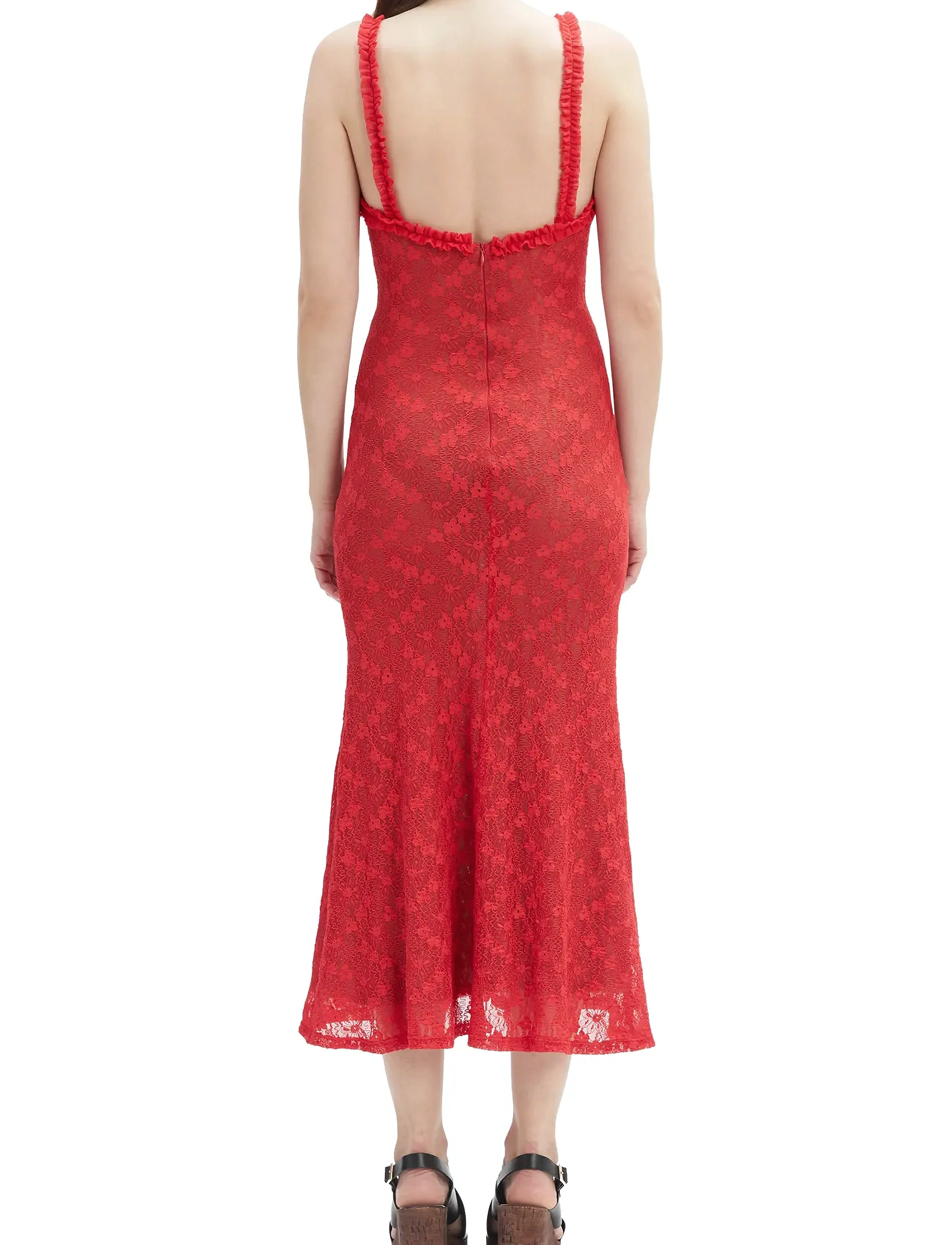 Bardot - ALEGRA STRETCH LACE MIDI DRESS - kanten jurken - fire red - 4