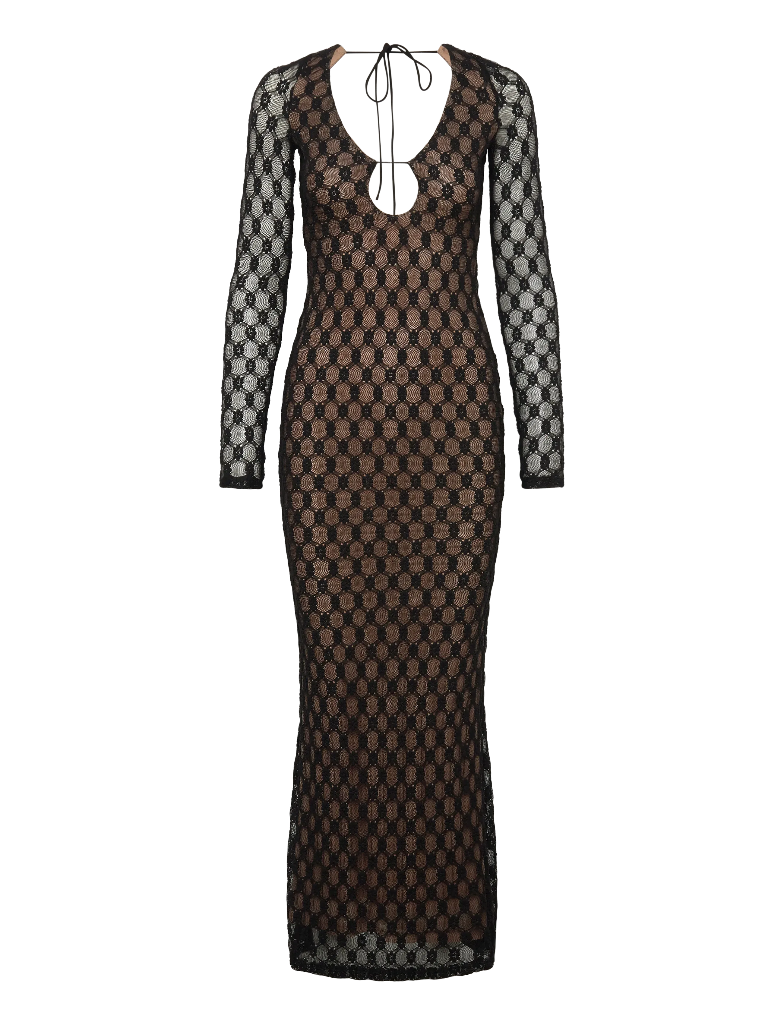 YAZMIN LACE MIDI DRESS - BLACK