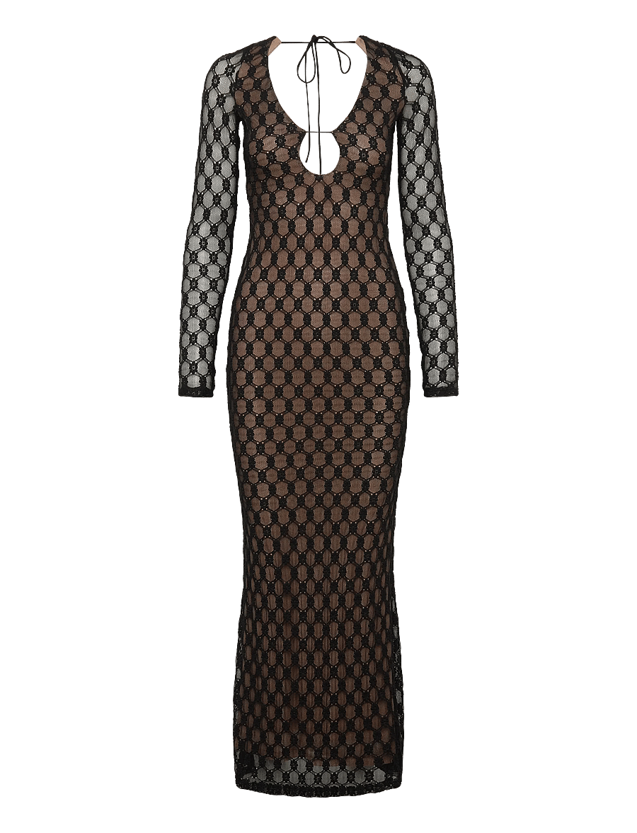 Bardot - YAZMIN LACE MIDI DRESS - lace dresses - black - 0