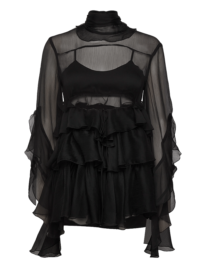 Bardot - ANYSSA RUFFLE MINI DRESS - minikleidid - black - 1