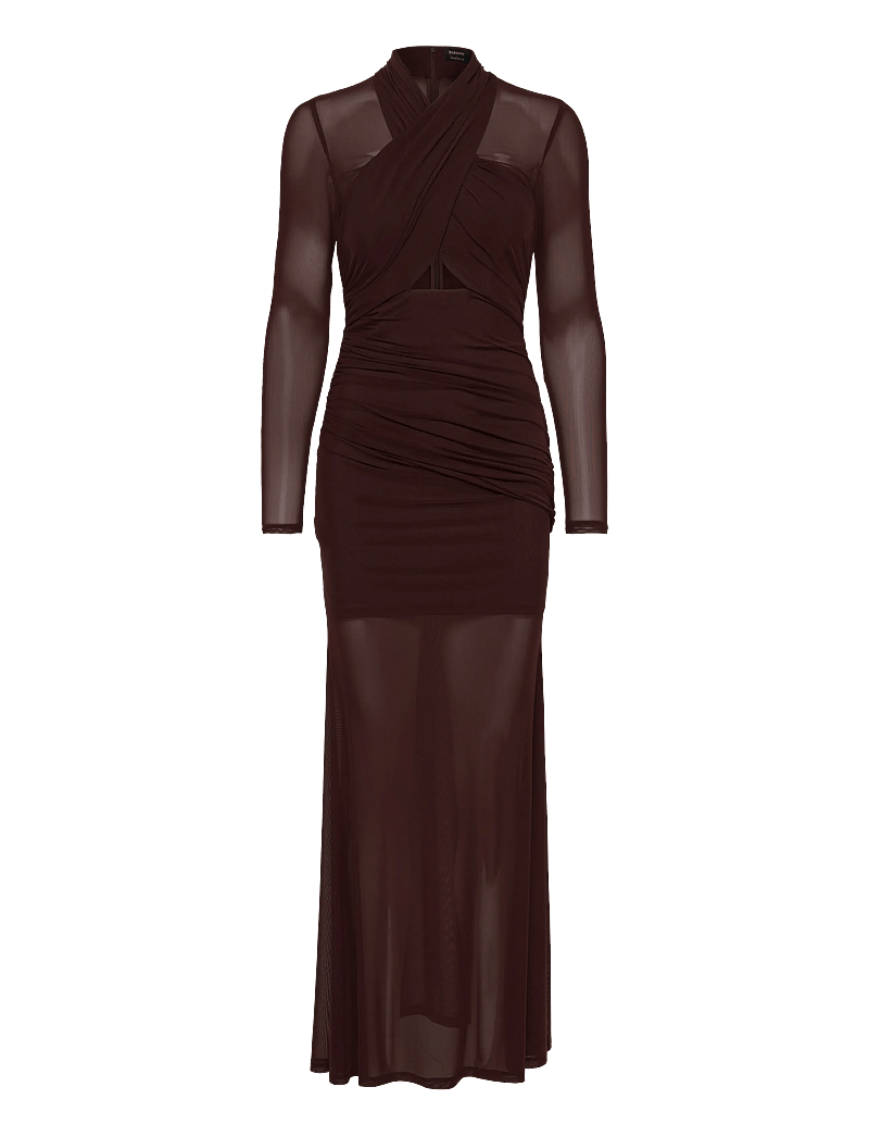 Bardot - VERIA WRAP MESH MAXI DRESS - maxi kjoler - chocolate - 1