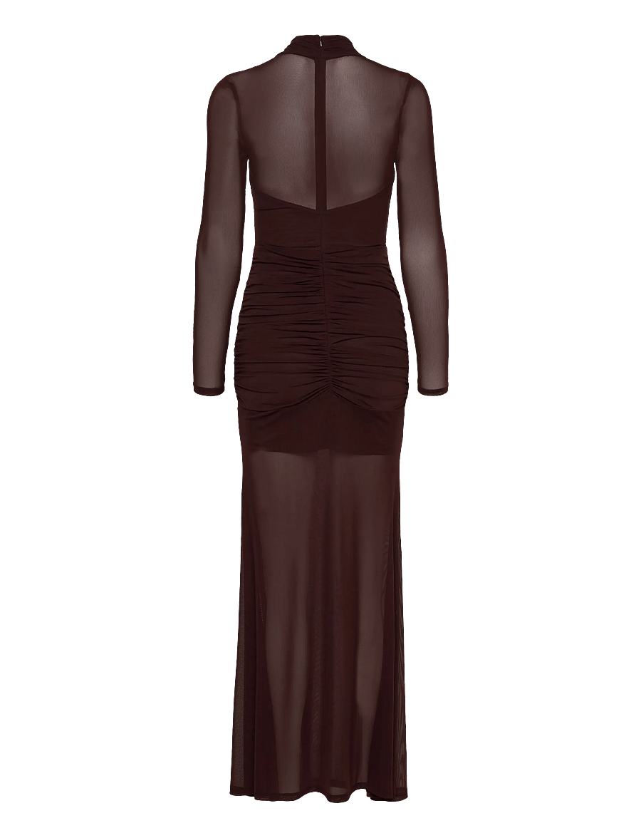 Bardot - VERIA WRAP MESH MAXI DRESS - maksimekot - chocolate - 2