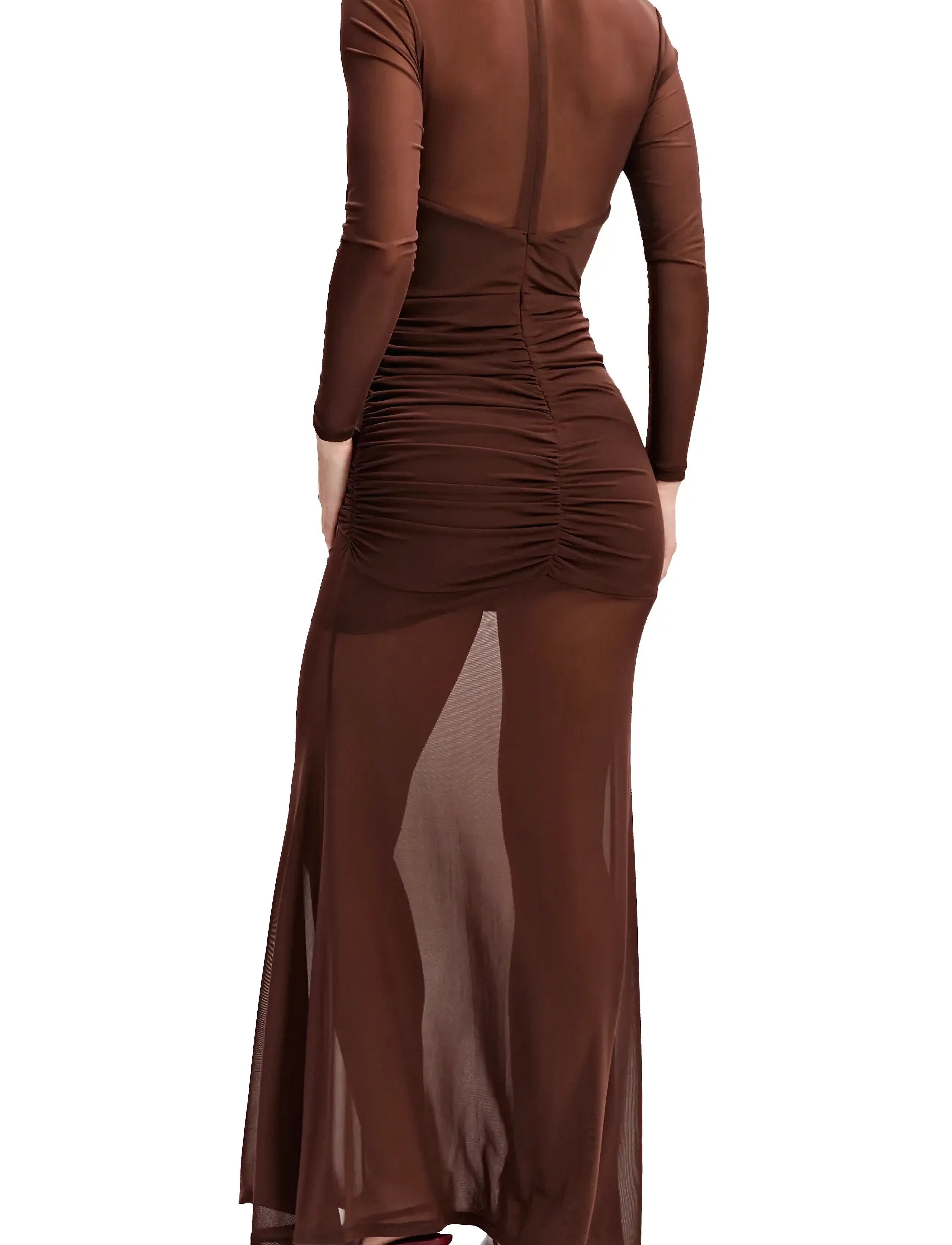 Bardot - VERIA WRAP MESH MAXI DRESS - maksimekot - chocolate - 5
