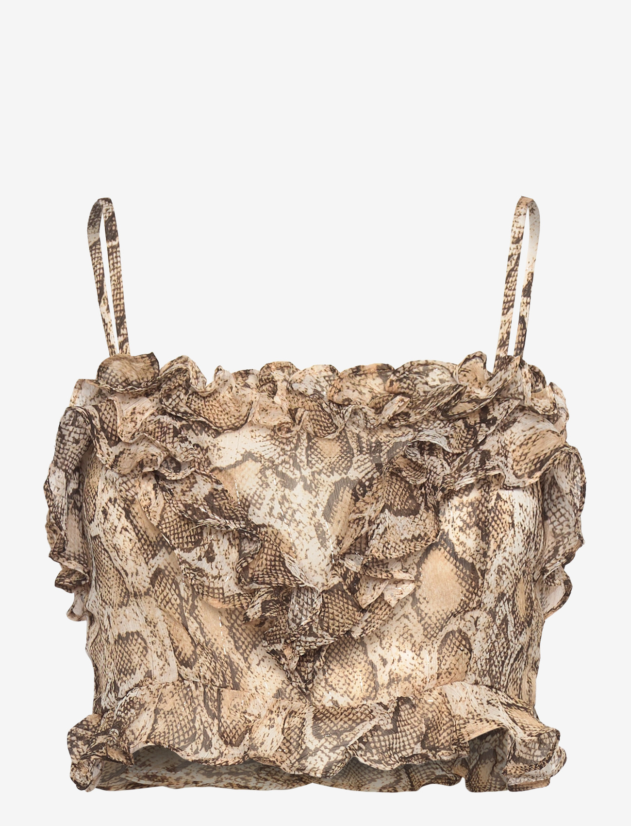 Bardot - ALIRA PRINTED FRILL CROP TOP - crop tops - snake skin - 1