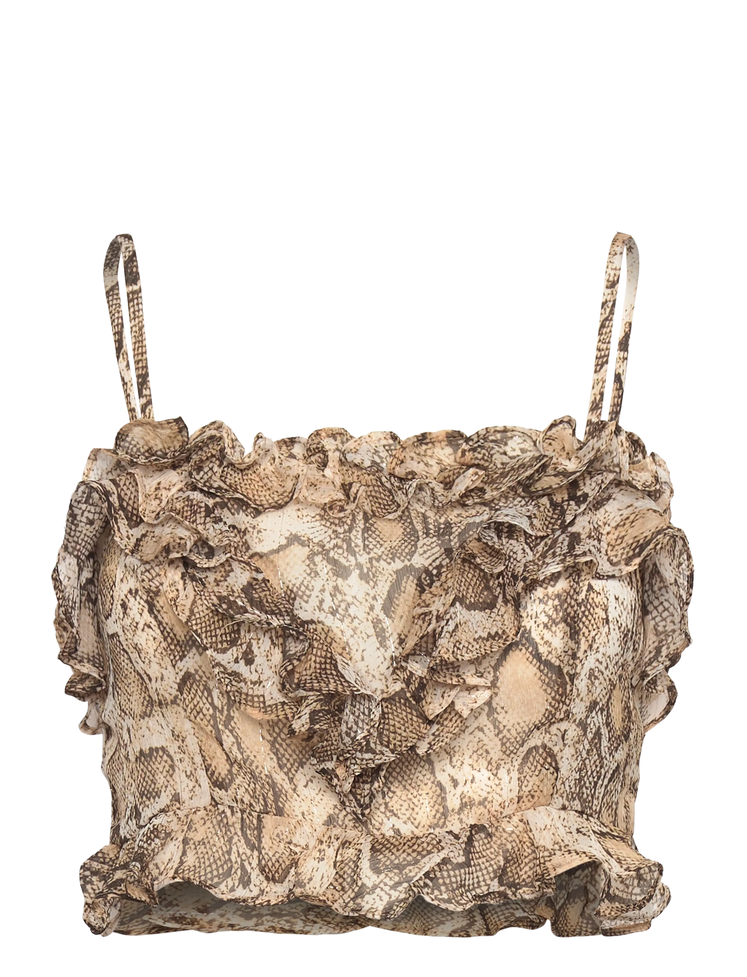 Bardot ALIRA PRINTED FRILL CROP TOP - Modern femininity - SNAKE SKIN / multi