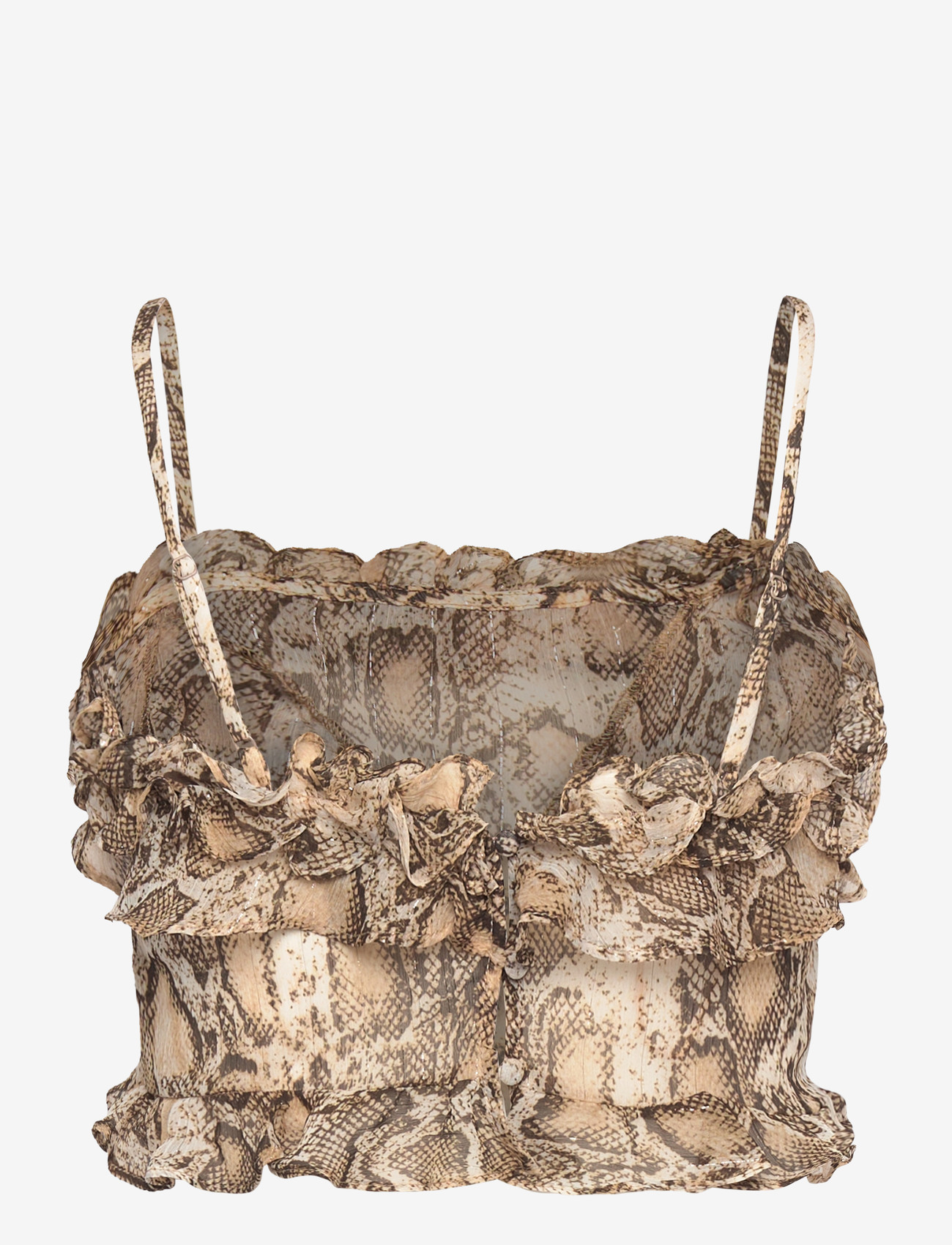 Bardot - ALIRA PRINTED FRILL CROP TOP - crop tops - snake skin - 2