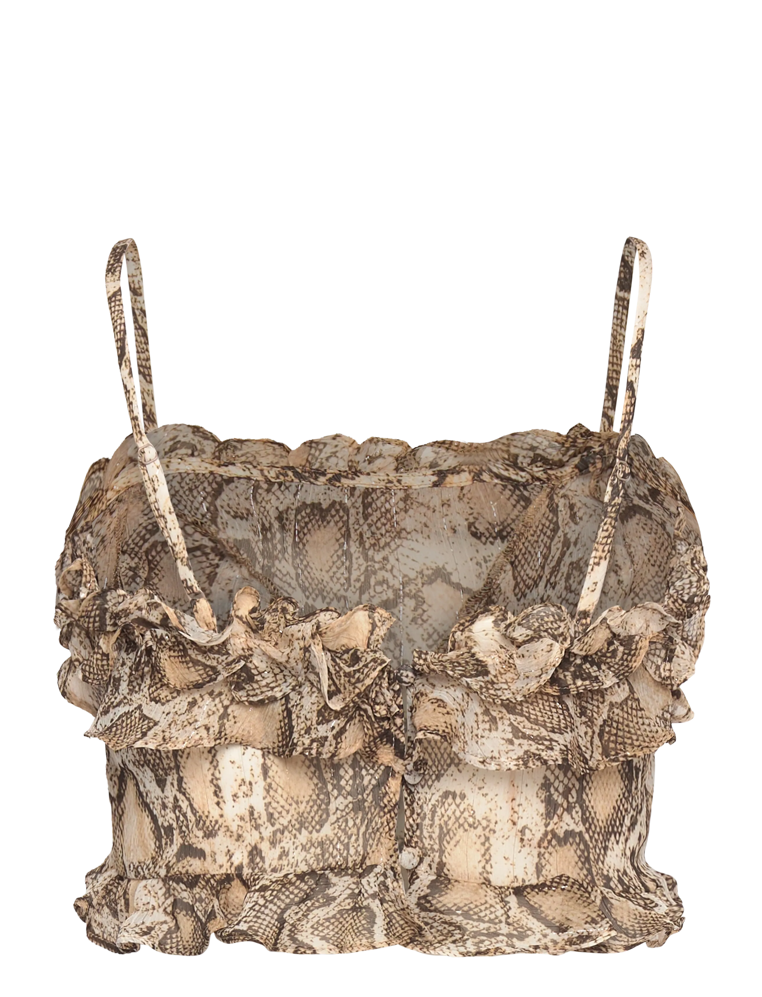 Bardot - ALIRA PRINTED FRILL CROP TOP - crop tops - snake skin - 2