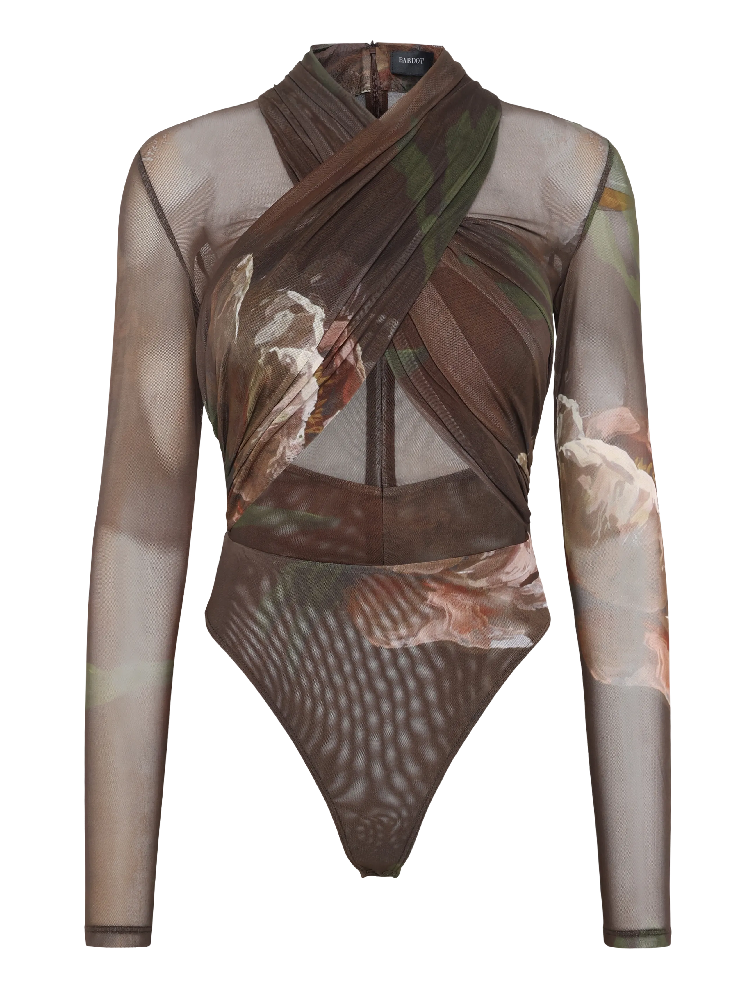 Bardot ALIYAH PRINTED WRAP BODYSUIT - Bodies - CHOC FL / brown