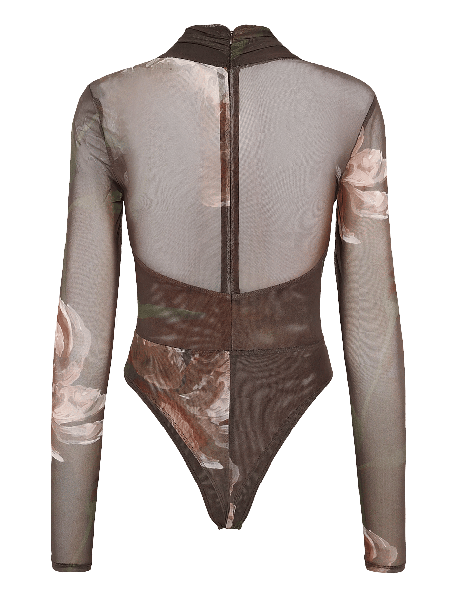 Bardot - ALIYAH PRINTED WRAP BODYSUIT - bodies - choc fl - 1