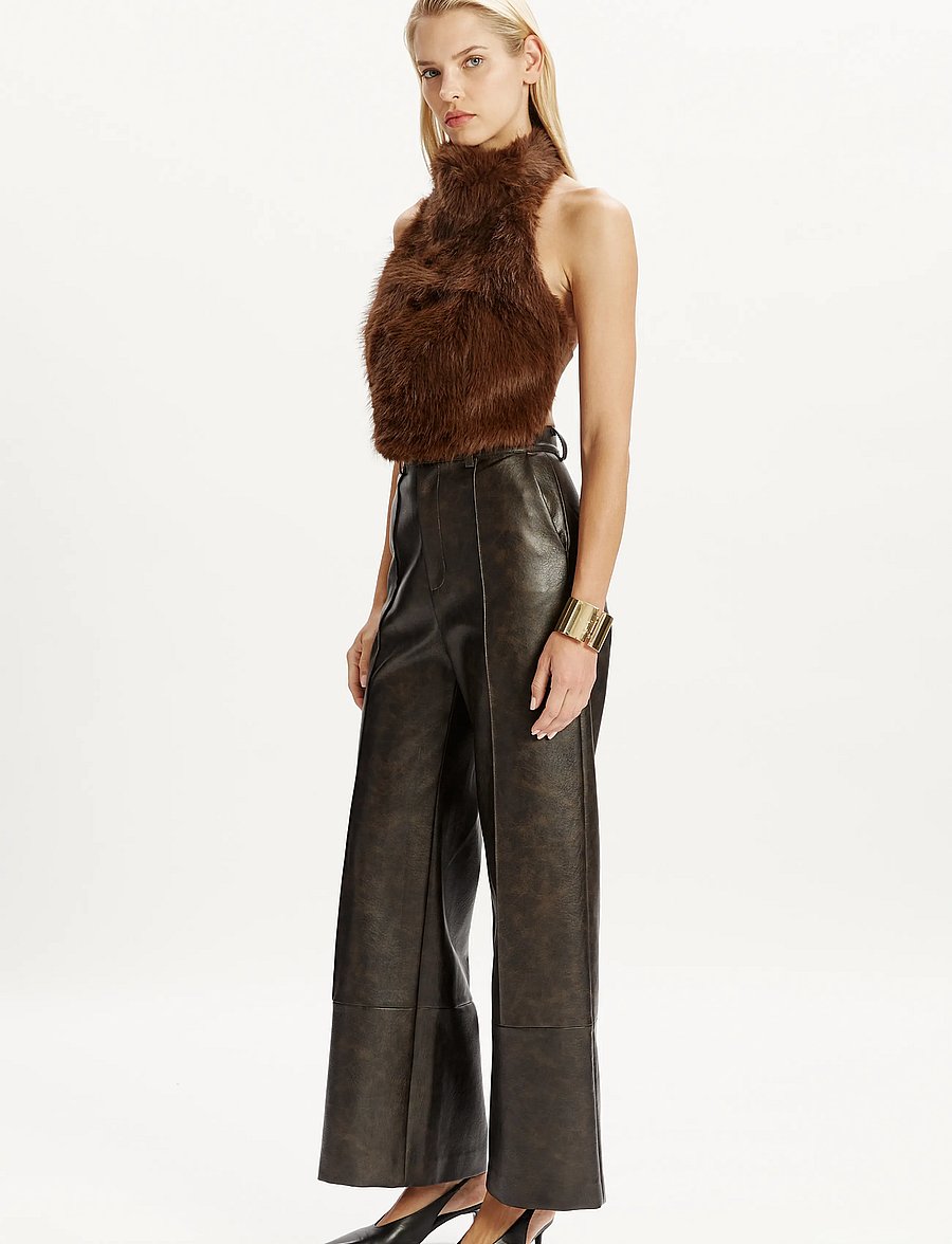 Bardot - JULIETTA FAUX FUR TOP - chocolate - 0