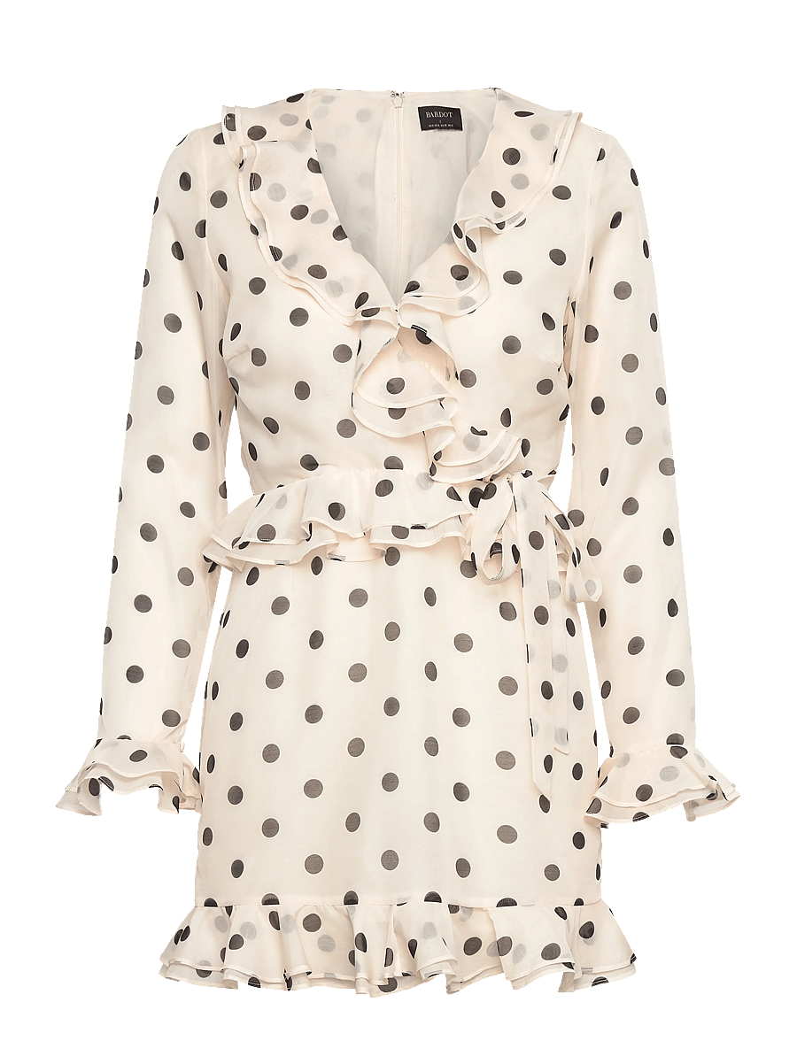 Bardot - FRILL DETAIL SPOT MINI DRESS - cocktailkleider - ivory spot - 1