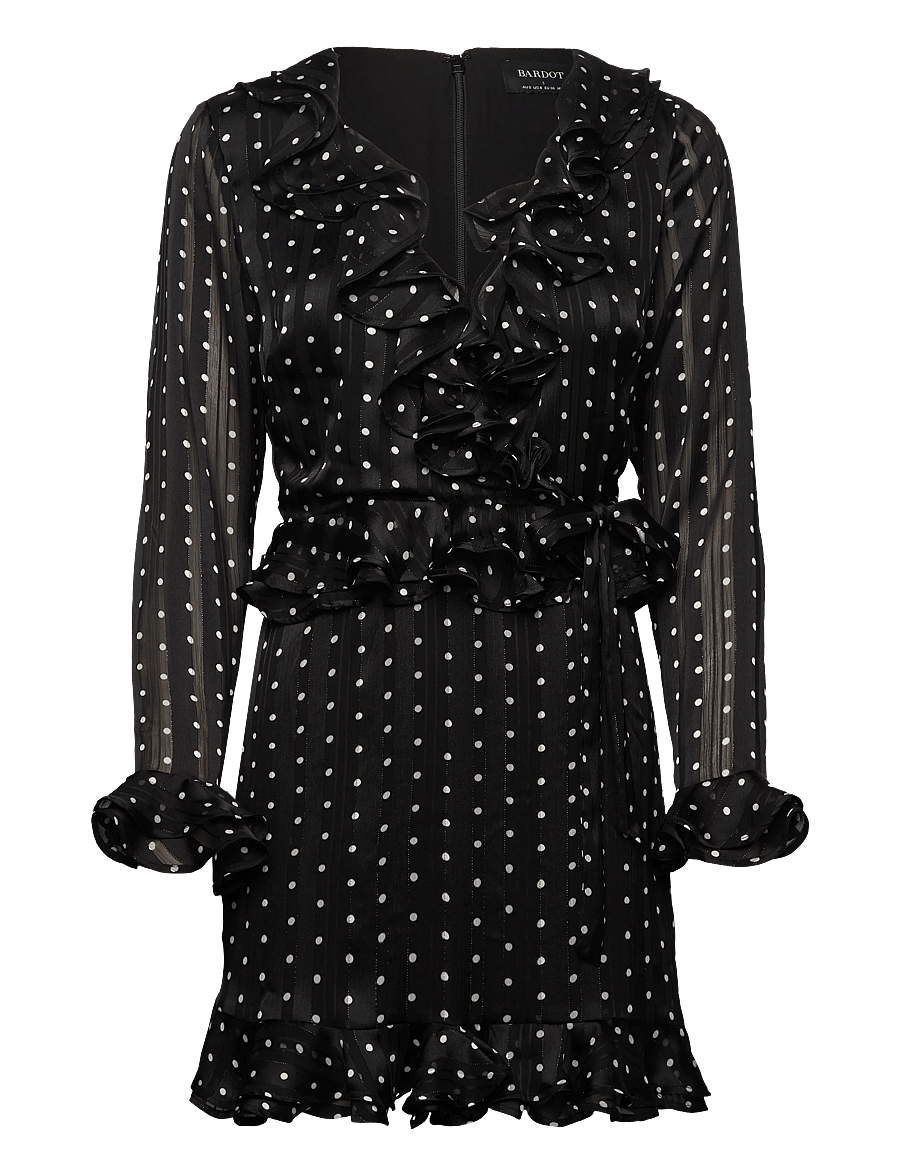 Bardot - FRILL DETAIL SPOT MINI DRESS - short dresses - black spot - 1