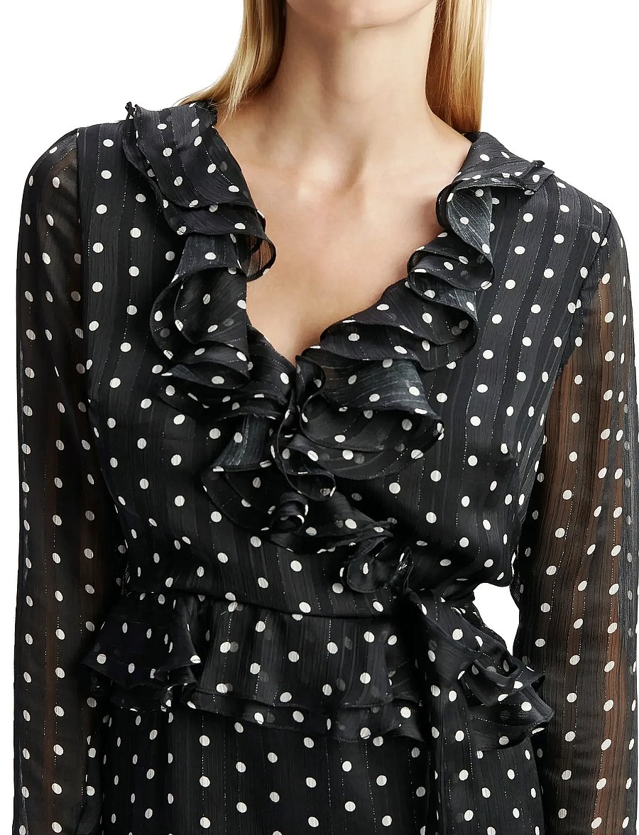 Bardot - FRILL DETAIL SPOT MINI DRESS - short dresses - black spot - 5