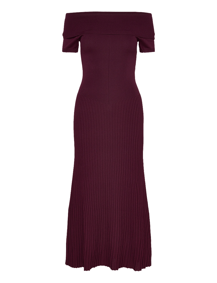 Bardot - HARRO PLEATED KNIT DRESS - Õhtukleidid - deep plum - 1