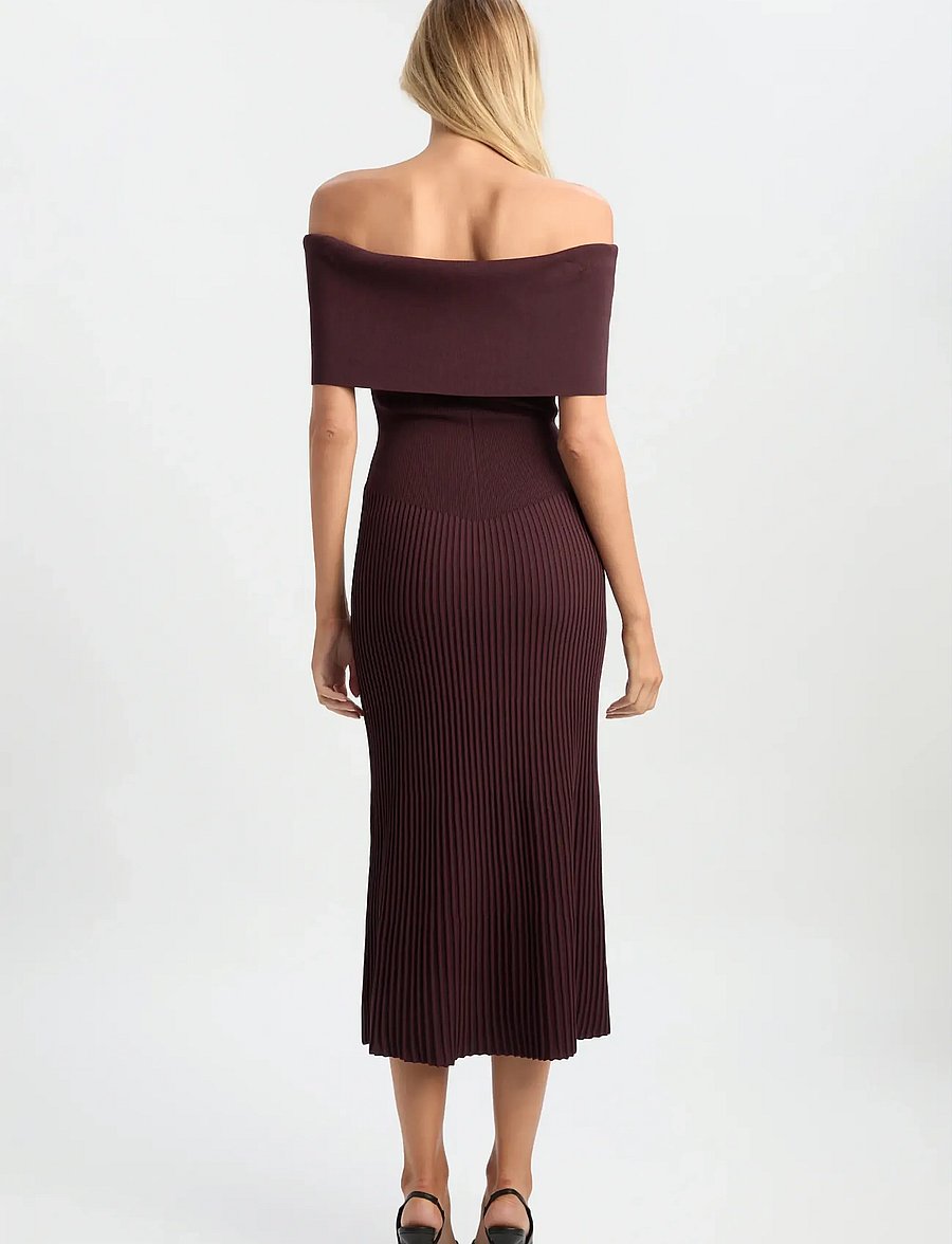 Bardot - HARRO PLEATED KNIT DRESS - Õhtukleidid - deep plum - 3