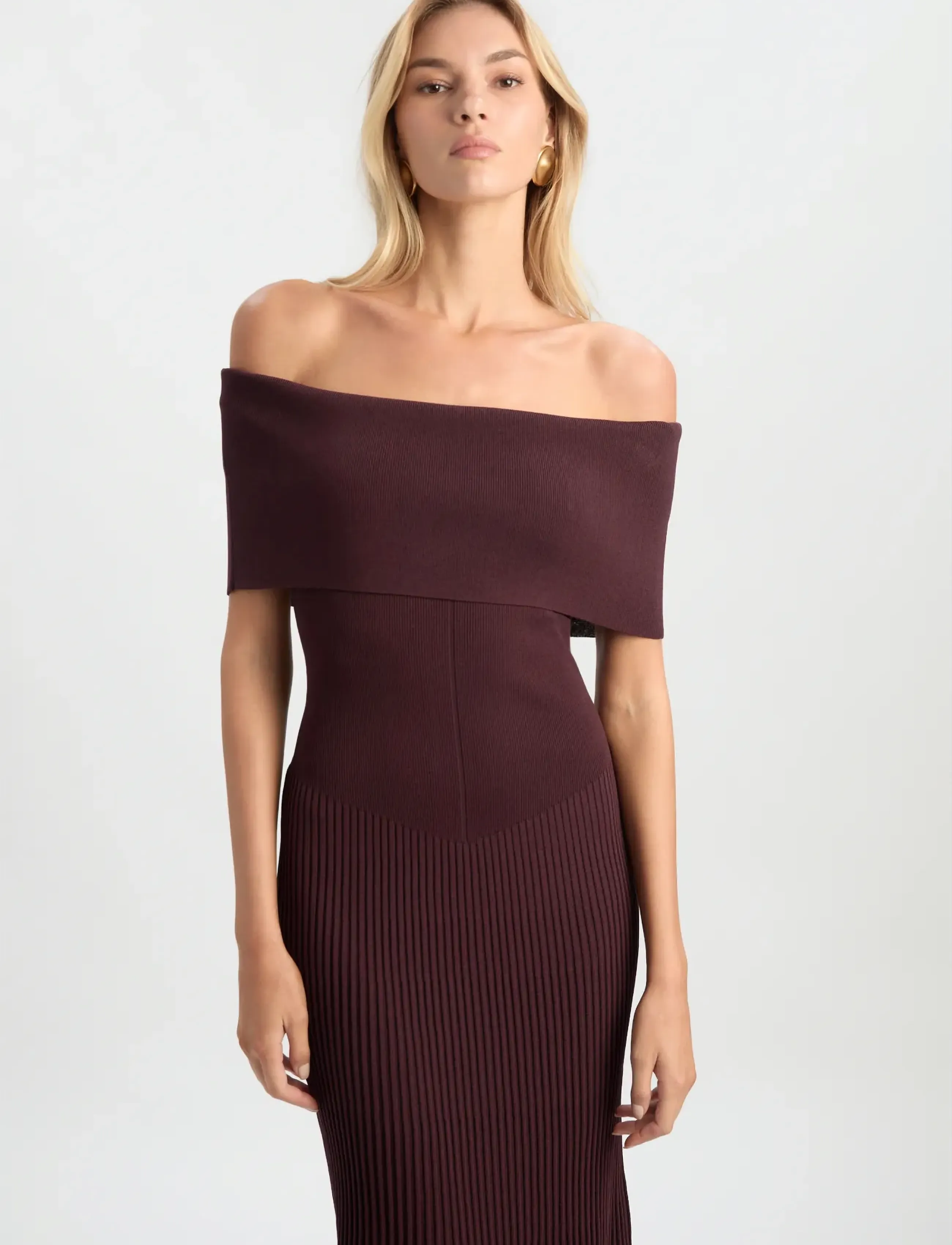 Bardot - HARRO PLEATED KNIT DRESS - abendkleider - deep plum - 4