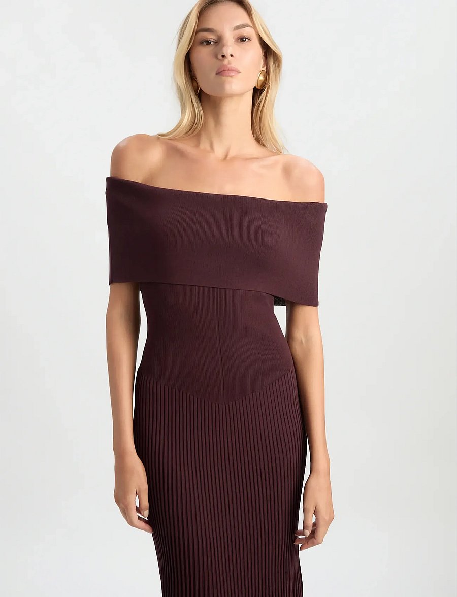 Bardot - HARRO PLEATED KNIT DRESS - Õhtukleidid - deep plum - 4