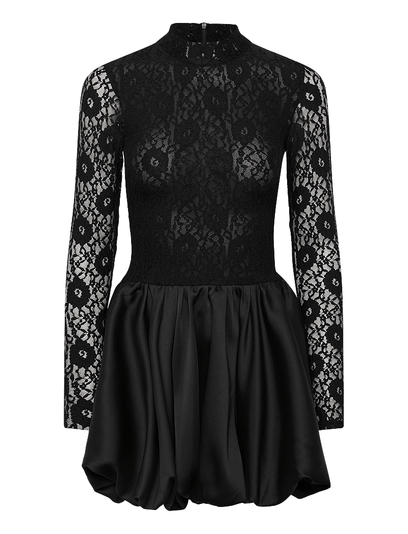 Bardot - YANA LACE SATIN MINI DRESS - blondekjoler - black - 0