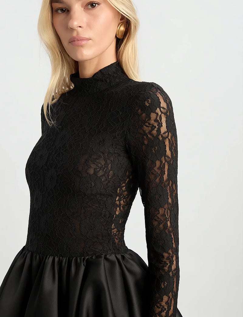 Bardot - YANA LACE SATIN MINI DRESS - blondekjoler - black - 3