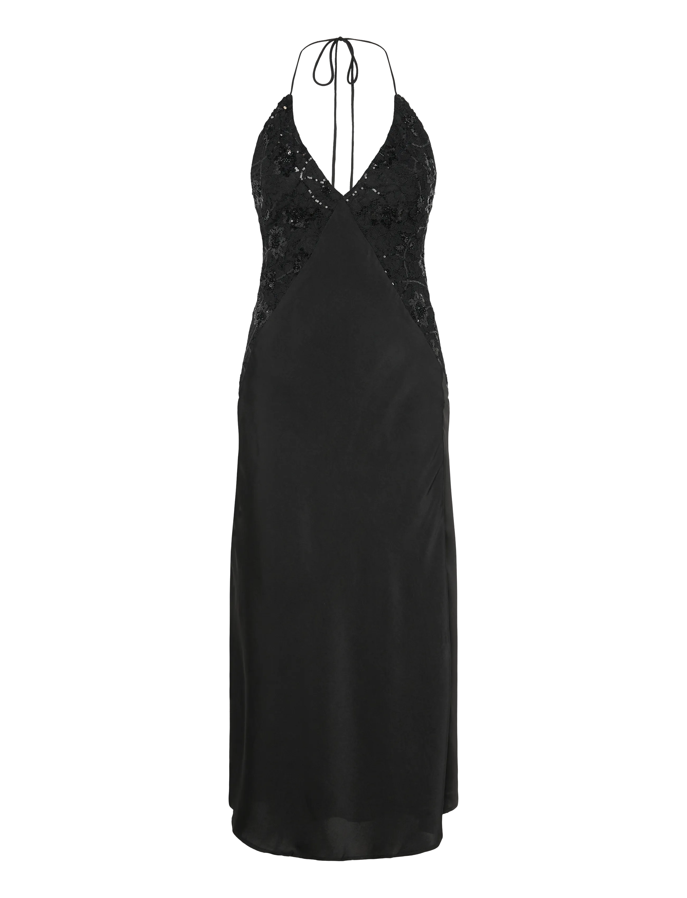 ROSELLA HALTER MAXI DRESS - BLACK