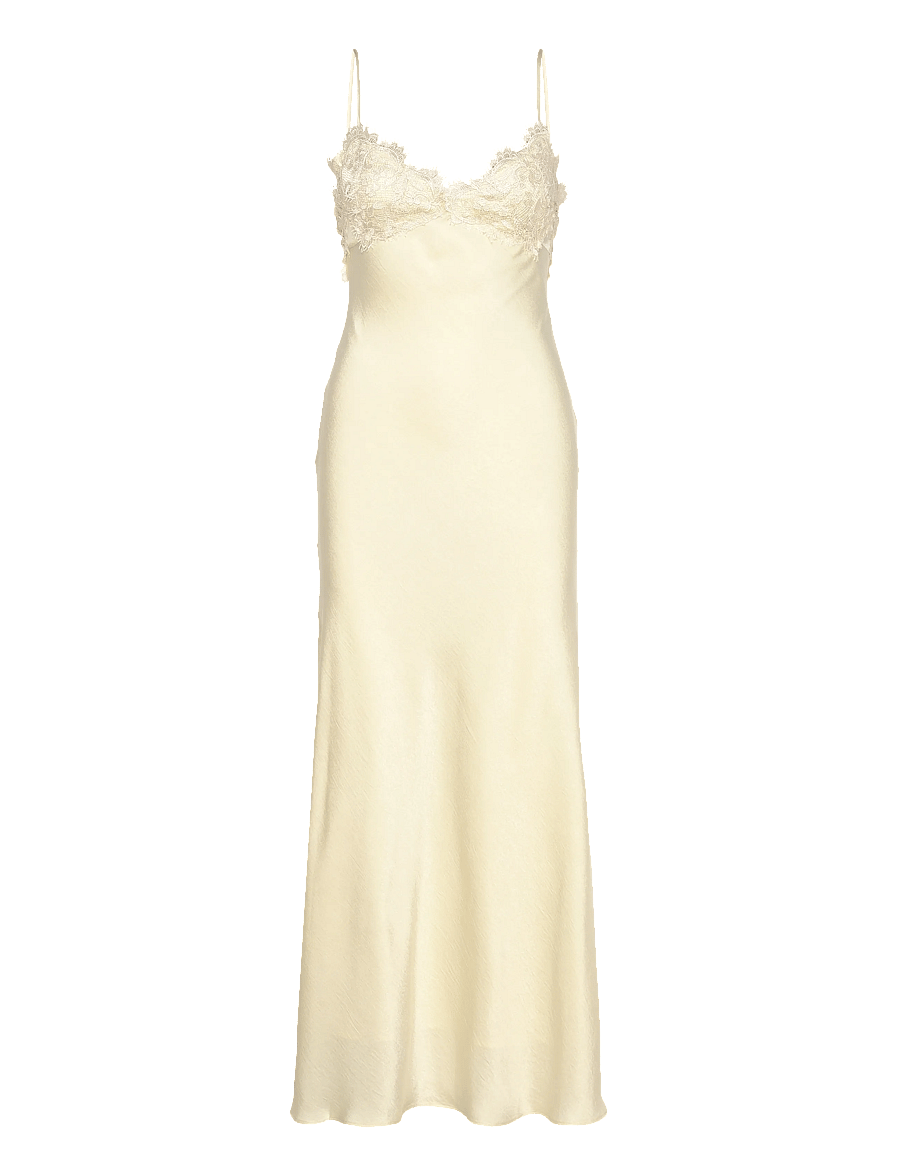 Bardot - ELISAN LACE SATIN MAXI DRESS - slip dresses - ivory - 1