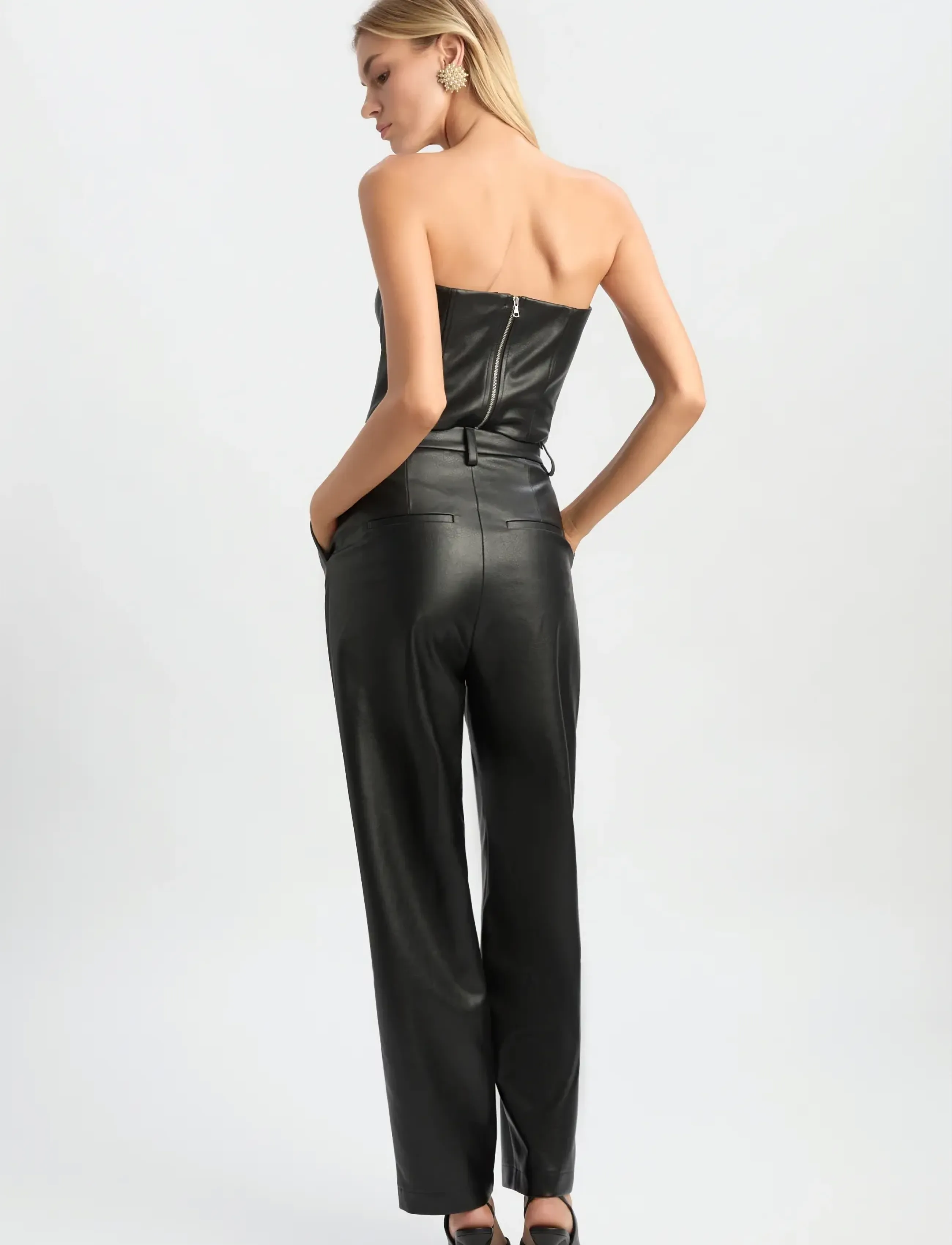 Bardot - KELSA VEGAN LEATHER PANT - lederhosen - black - 4