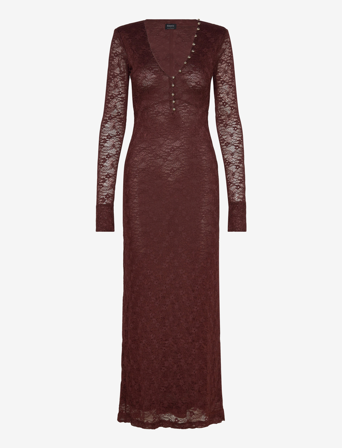 Bardot - ZENIA LONG SLEEVE MIDI DRESS - aftenkjoler - chocolate - 0
