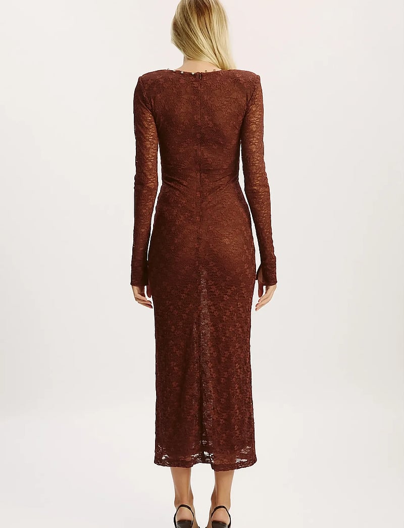 Bardot - ZENIA LONG SLEEVE MIDI DRESS - evening dresses - chocolate - 4
