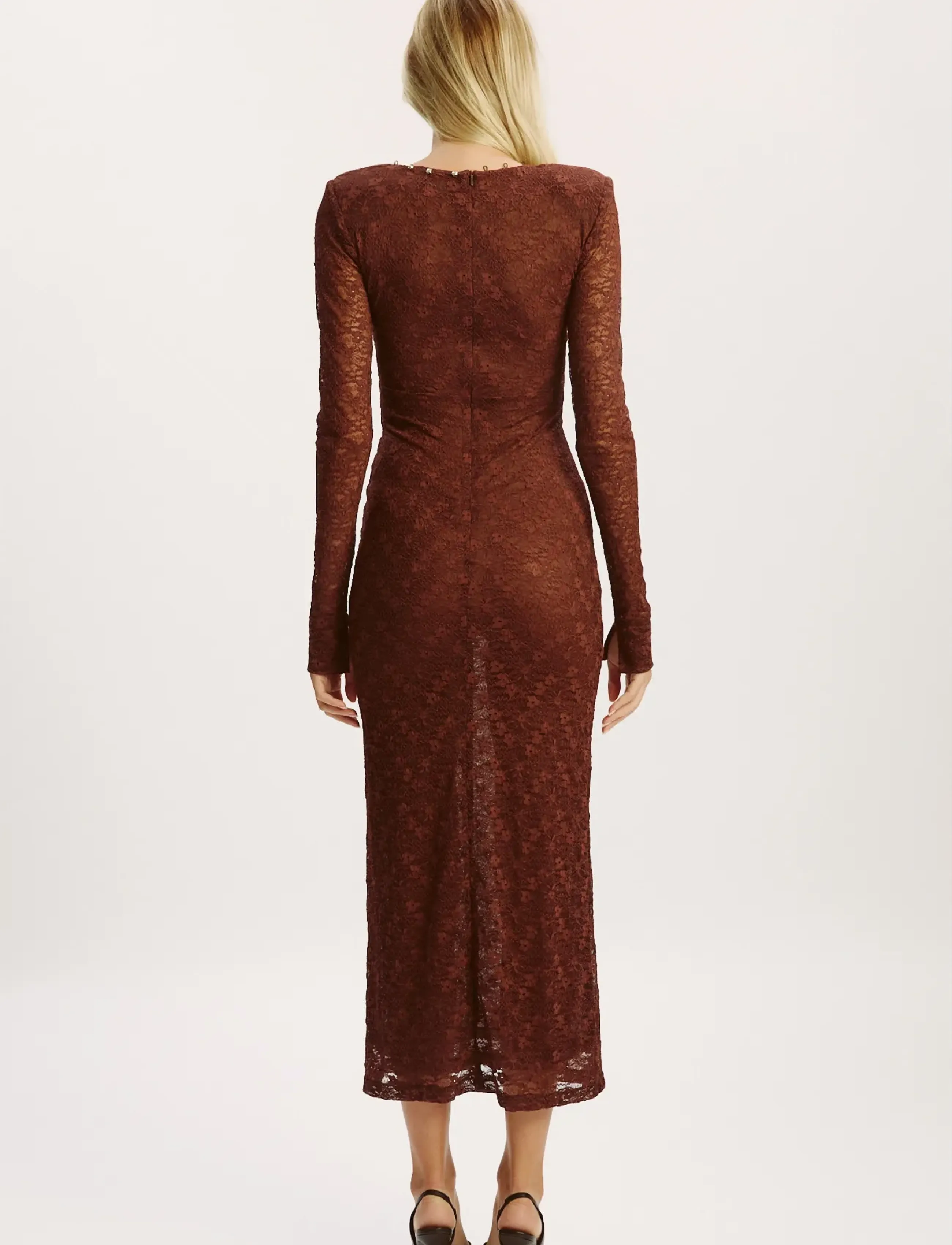 Bardot - ZENIA LONG SLEEVE MIDI DRESS - abendkleider - chocolate - 4