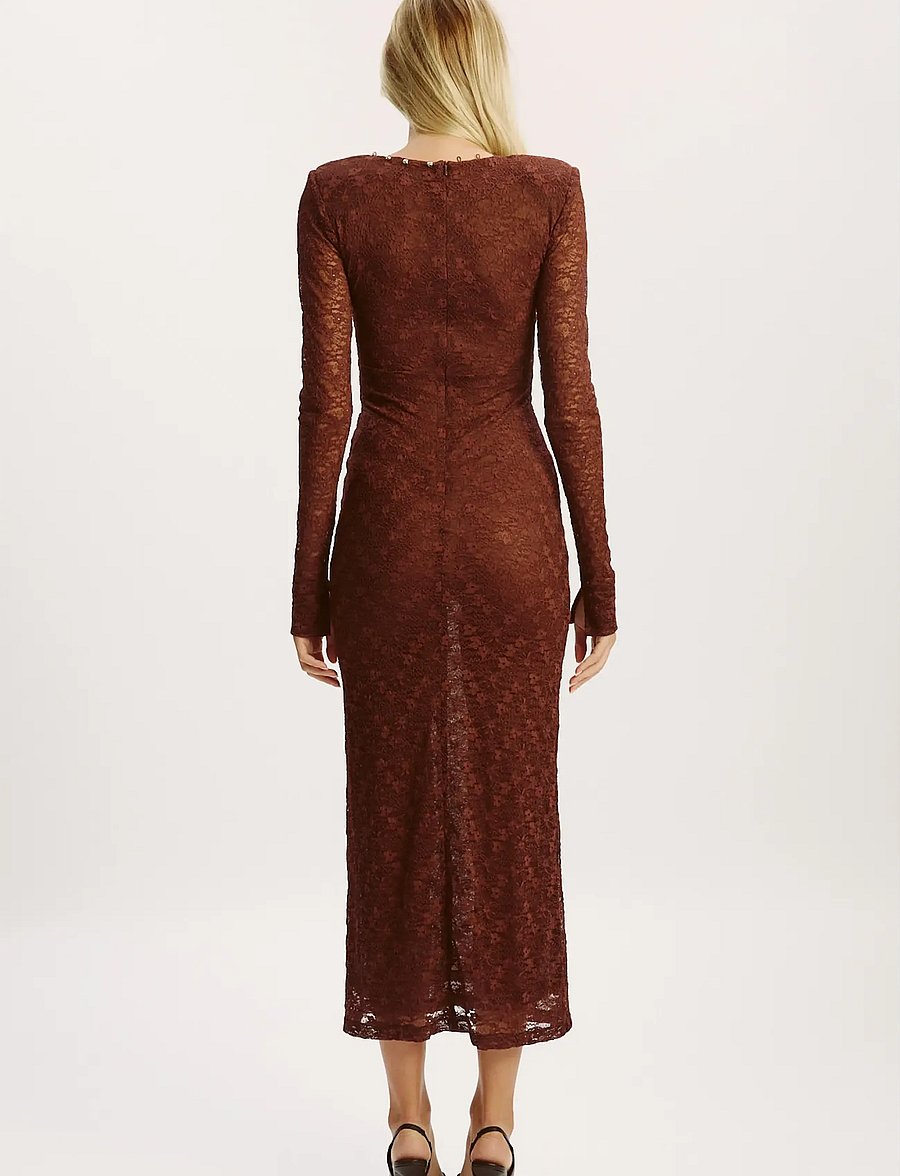 Bardot - ZENIA LONG SLEEVE MIDI DRESS - abendkleider - chocolate - 4