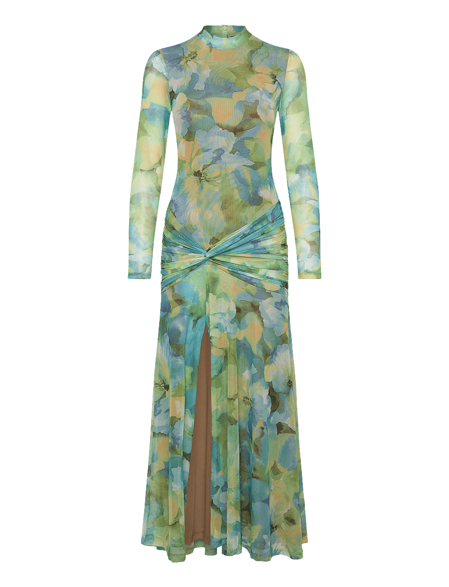 Bardot - LEA FLORAL MESH DRESS - maxi kjoler - green flo - 1