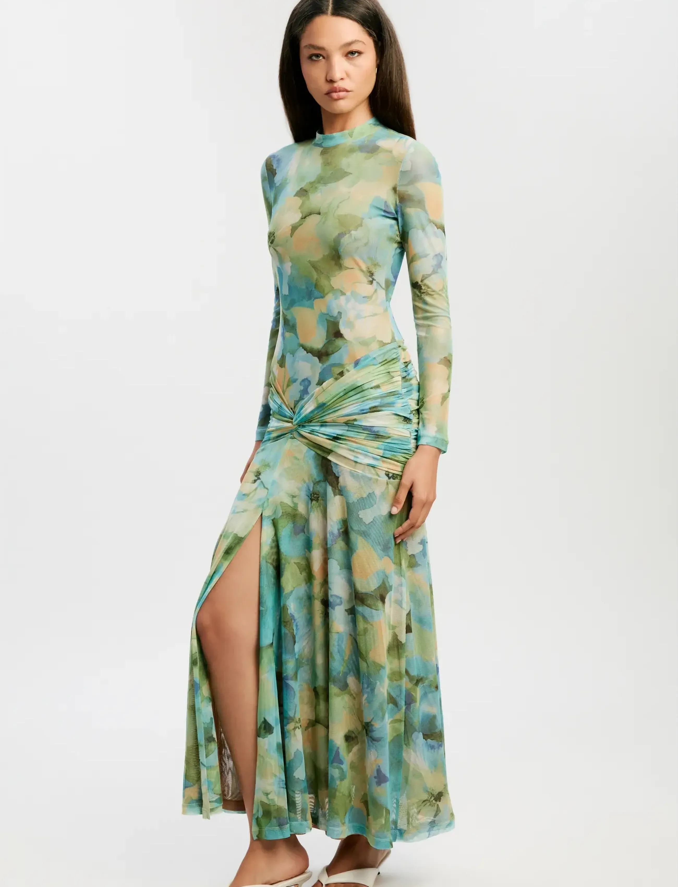 Bardot LEA FLORAL MESH DRESS - Kampagne - GREEN FLO / green
