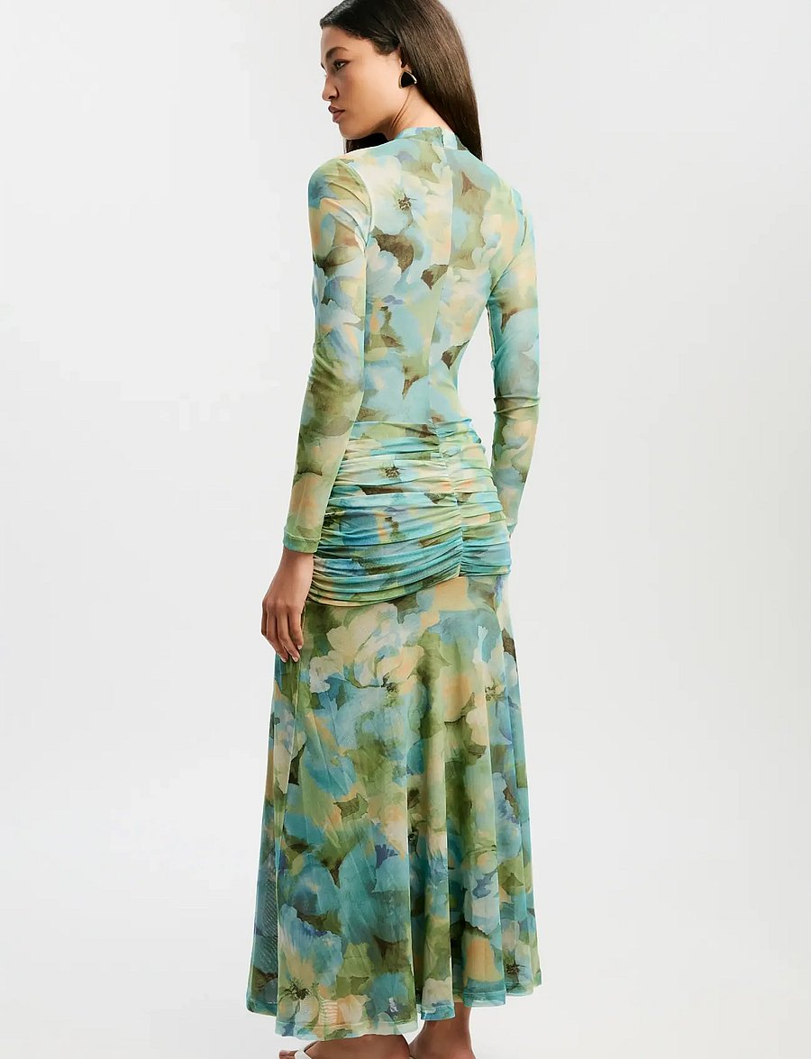Bardot - LEA FLORAL MESH DRESS - maxi kjoler - green flo - 3