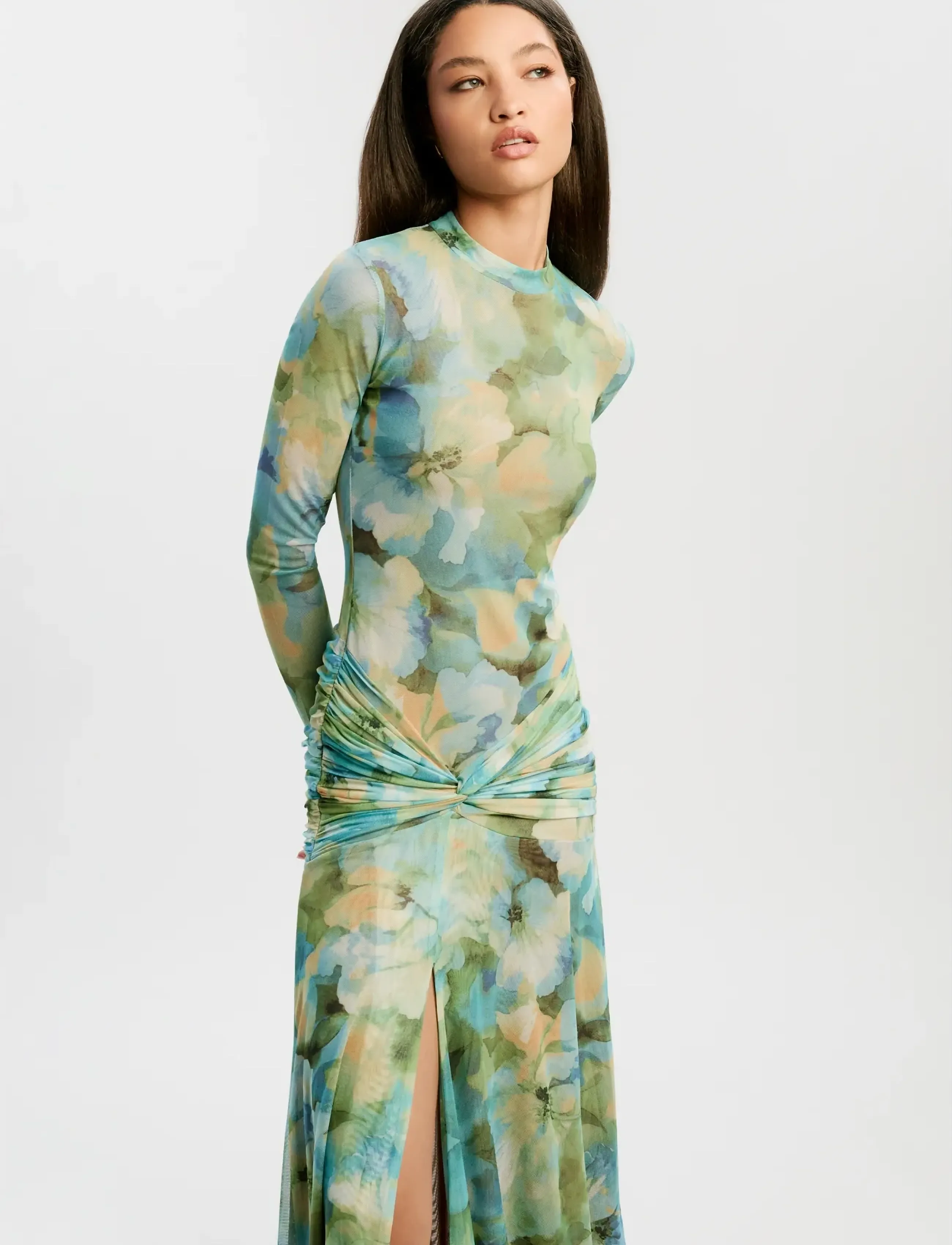 Bardot - LEA FLORAL MESH DRESS - maxi dresses - green flo - 5