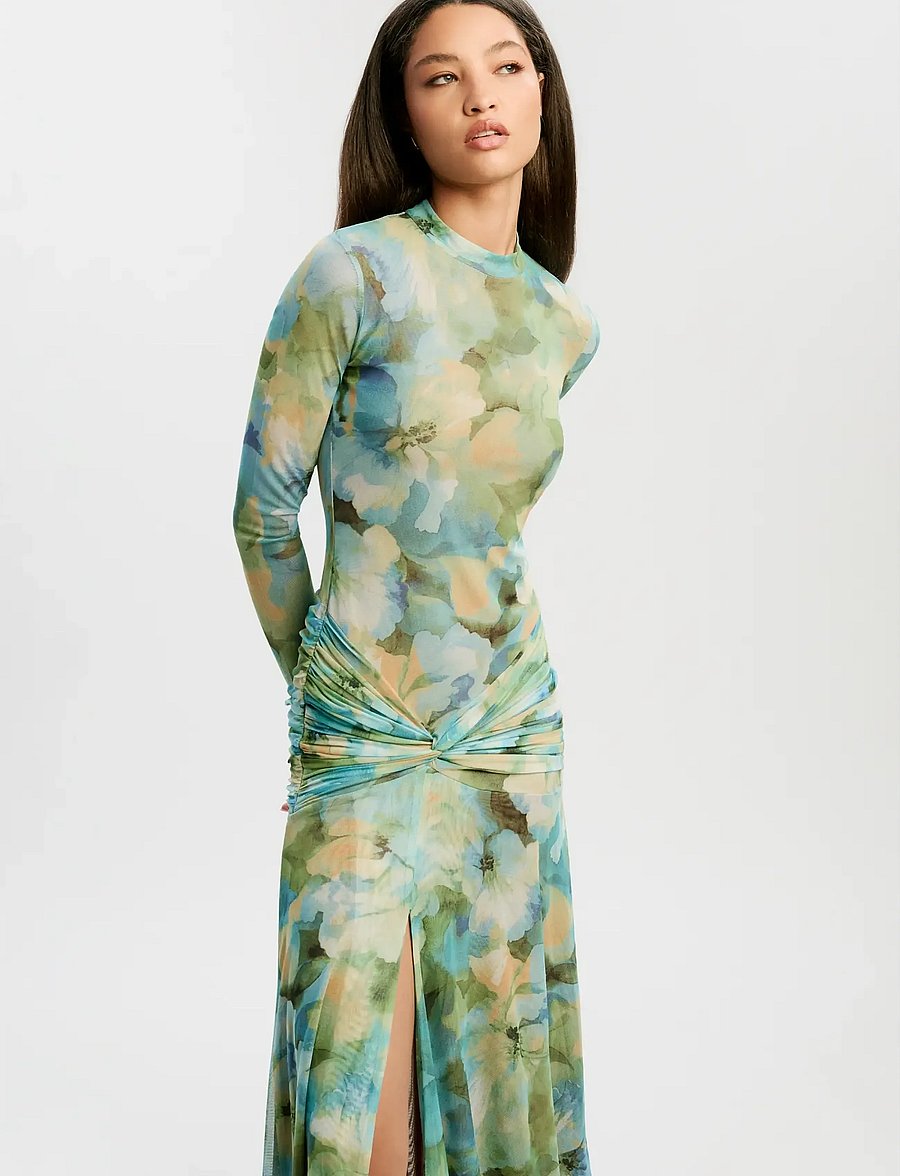 Bardot - LEA FLORAL MESH DRESS - maxi kjoler - green flo - 5