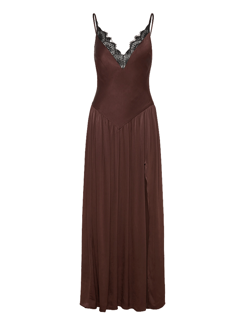 Bardot - ADERIA LACE DETAIL MAXI DRESS - aftonklänningar - dark choco - 0