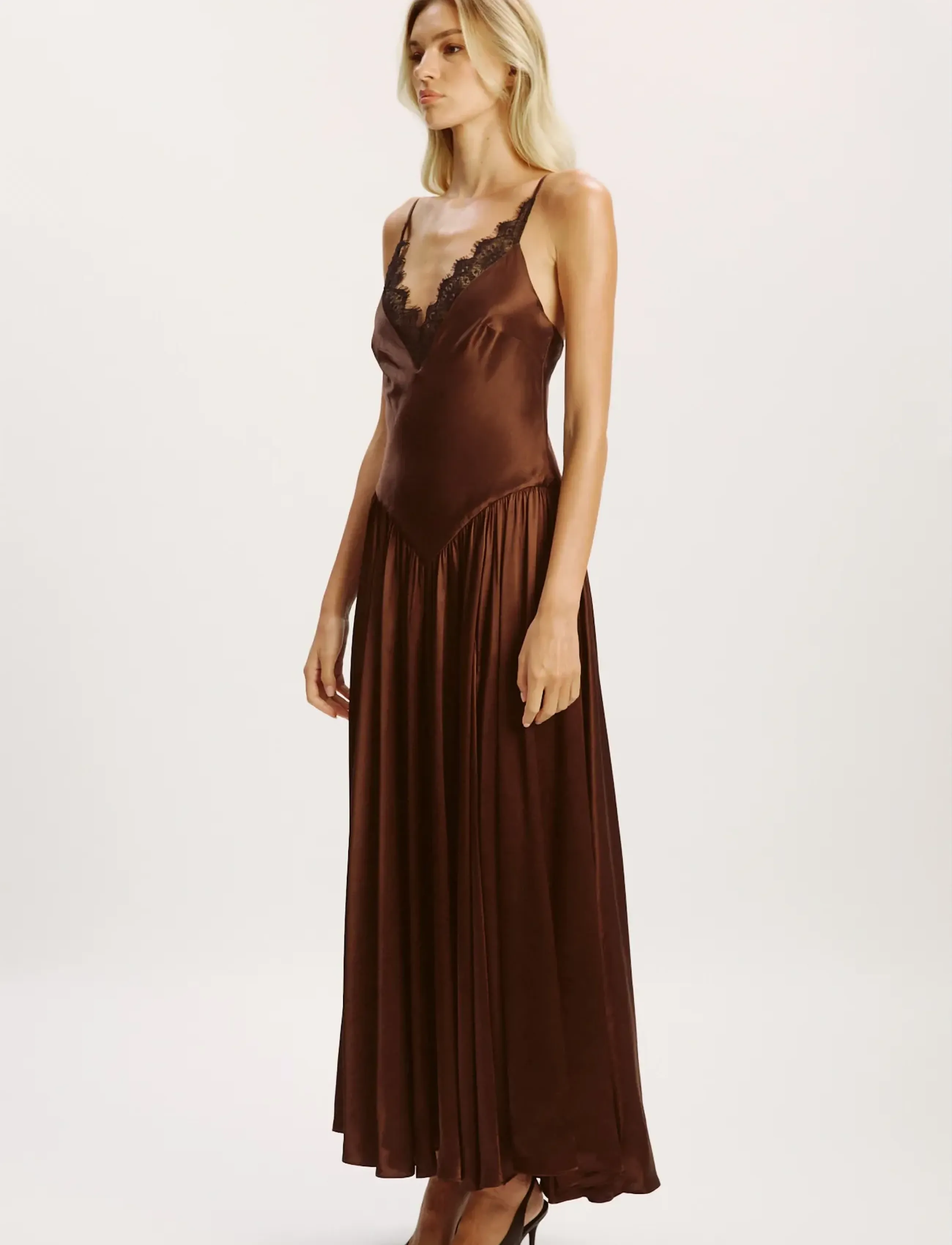 Bardot - ADERIA LACE DETAIL MAXI DRESS - evening dresses - dark choco - 3